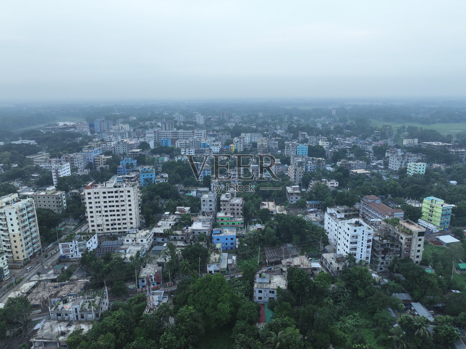 从空中俯瞰孟加拉国的城市照片摄影图片