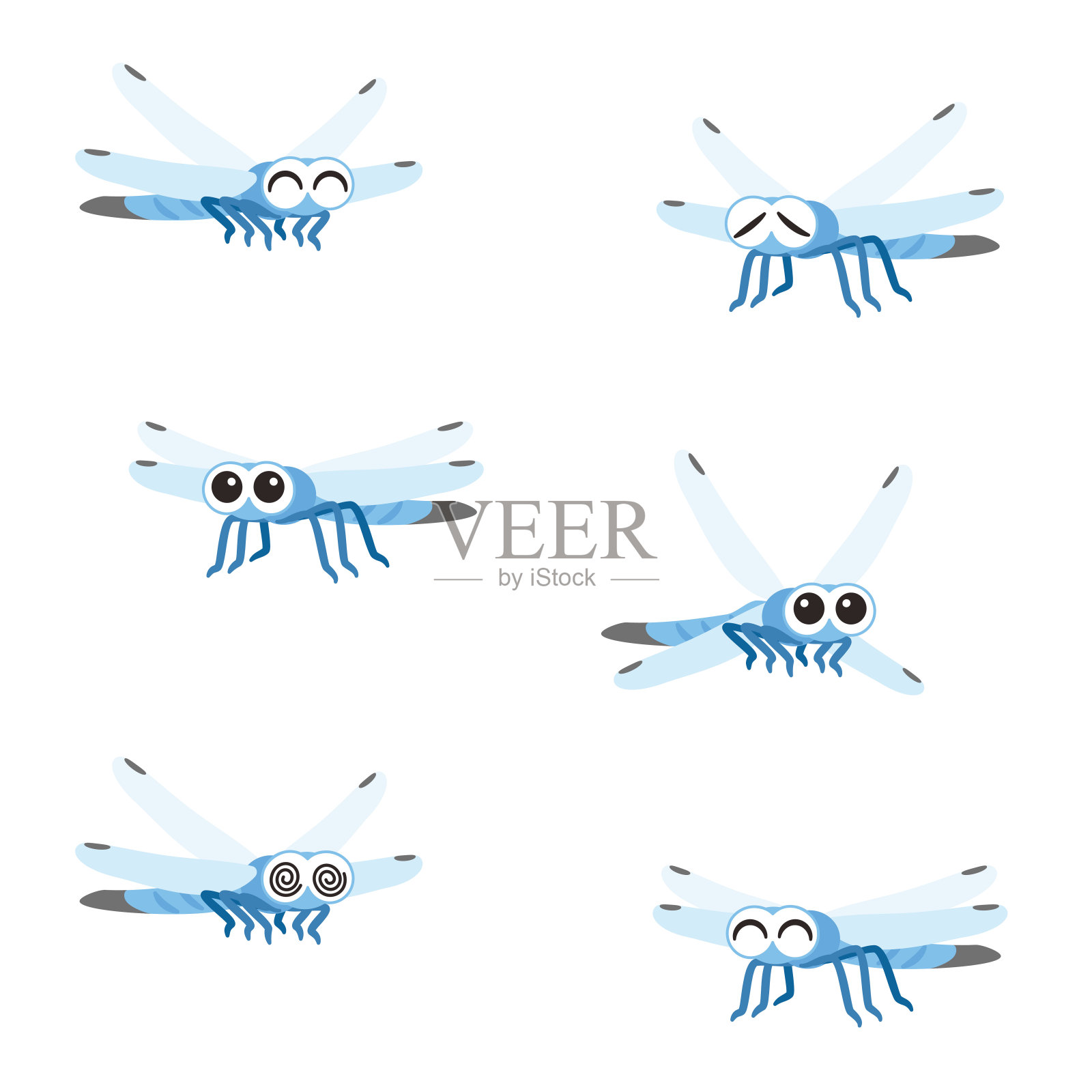 盐仓蜻蜓面部表情集插画图片素材