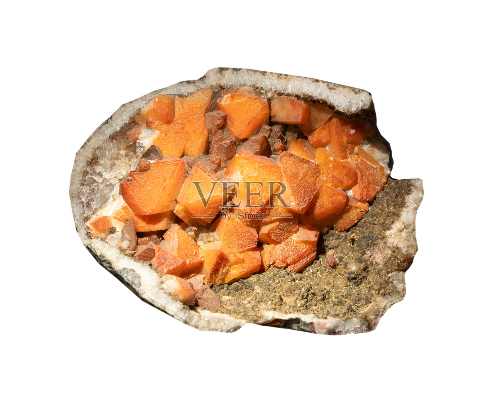 石英晶洞上白色,孤立照片摄影图片