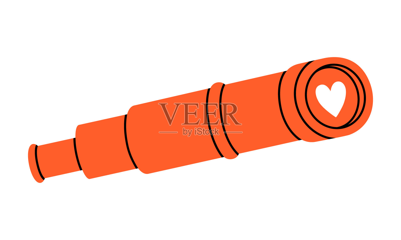 带有心形镜片的单筒望远镜插画插画图片素材