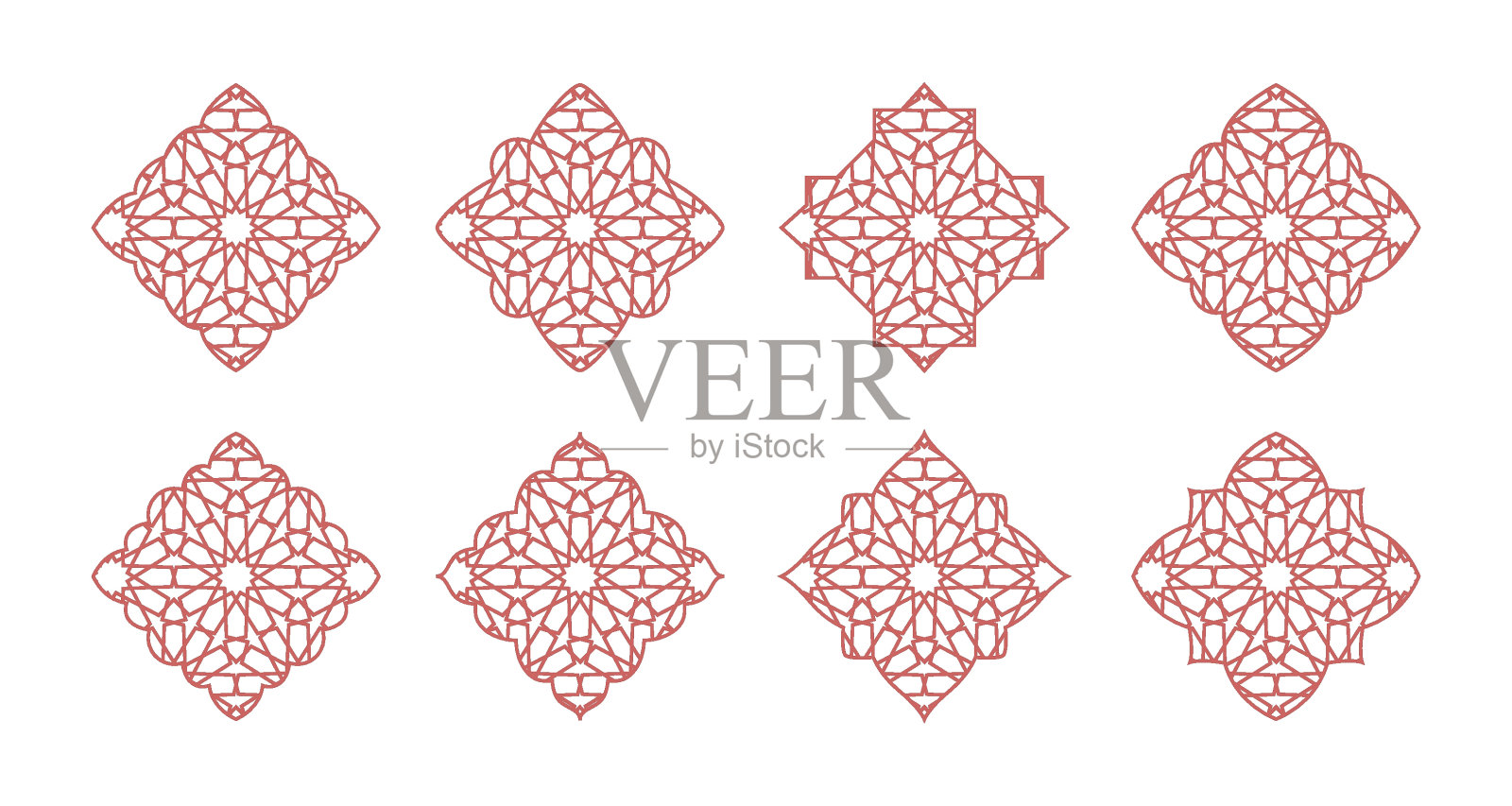 伊斯兰mashrabiya图案清真寺窗户形状。阿拉伯传统设计模板。插画图片素材