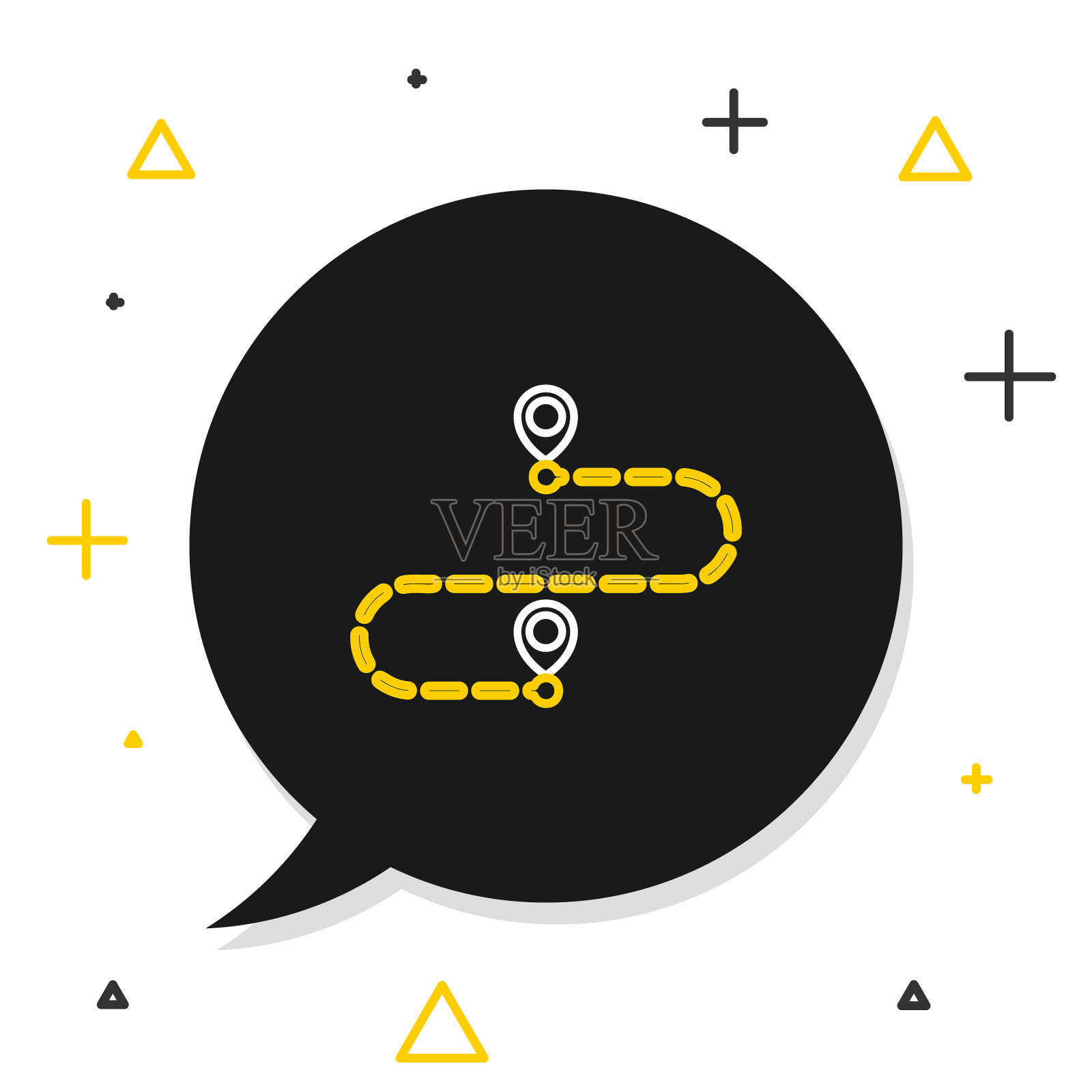 线路路线位置图标孤立的白色背景。映射指针标志。路径或道路的概念。GPS导航器。色彩缤纷的轮廓概念。向量插画图片素材