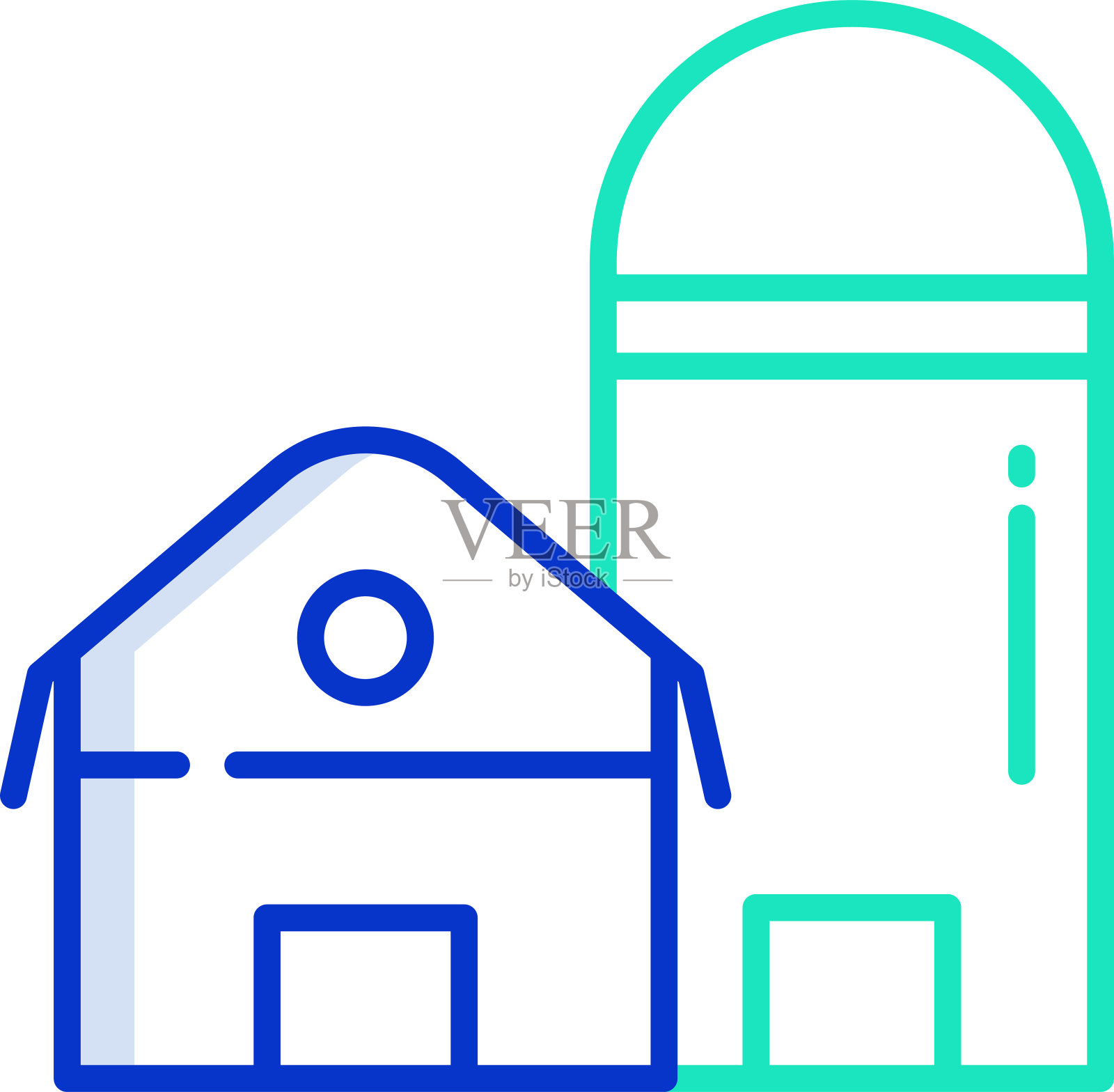 温室轮廓颜色矢量插图插画图片素材