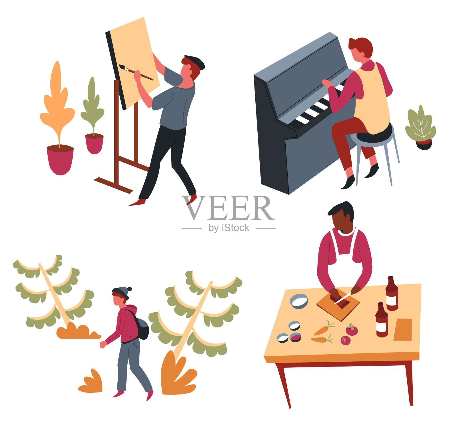 爱好休闲活动或消遣艺术和娱乐向量跳舞和手工工艺望远镜插画图片素材