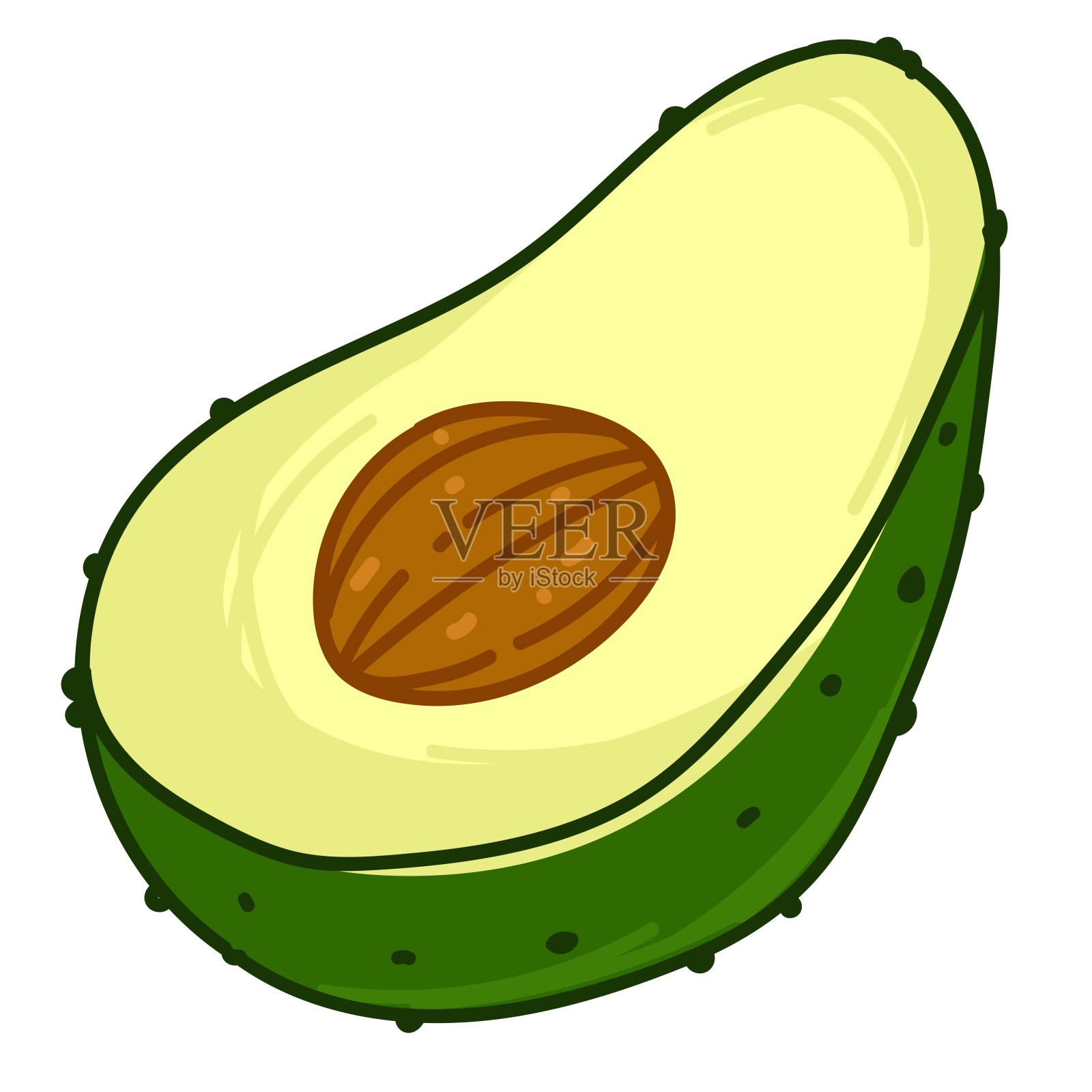 带有籽和皮的鳄梨蔬菜,奇异的水果插画图片素材