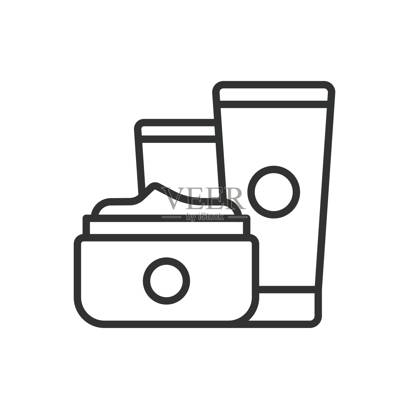 身体乳,线条设计。面霜,护肤,保湿霜,身体乳,护肤品,水合,身体乳白色背景矢量。身体乳可编辑的笔画图标。插画图片素材