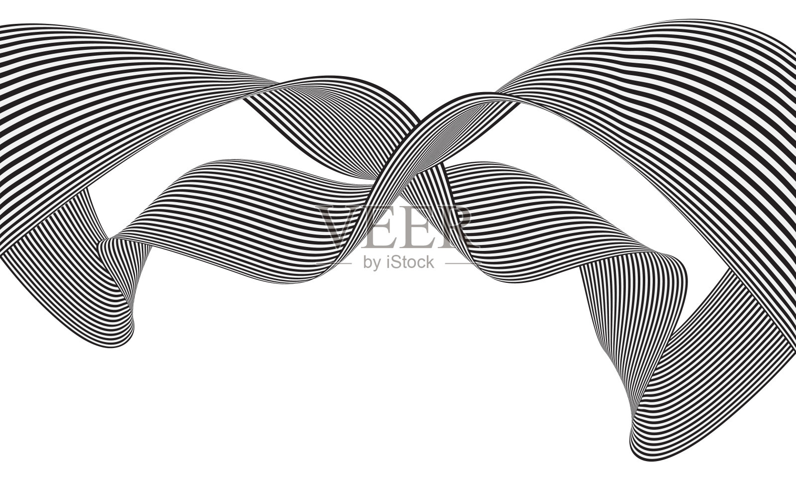 抽象黑白线波曲线运动三维风格的背景矢量插画图片素材