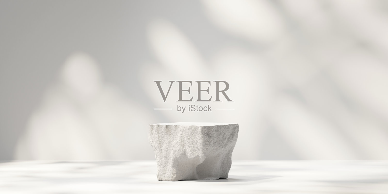 3D渲染石材平台平台产品展示背景与阳光照片摄影图片