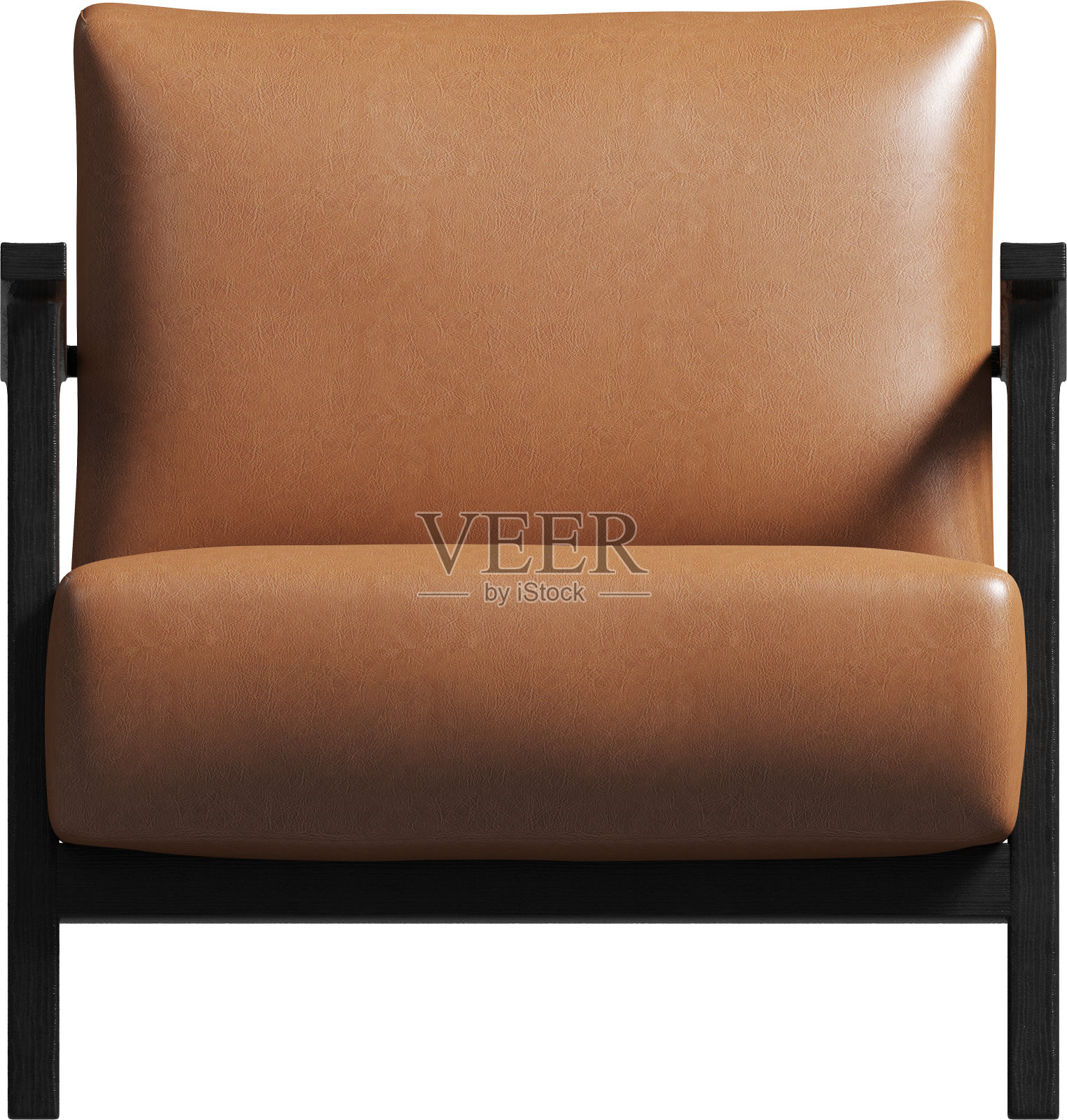 前视图的焦糖皮革扶手椅照片摄影图片