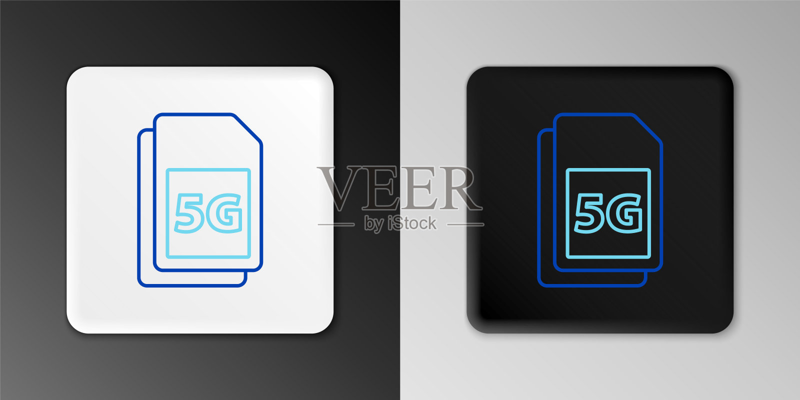 线路5G Sim卡图标隔离在灰色背景。移动和无线通信技术。网络芯片电子连接。色彩缤纷的轮廓概念。向量插画图片素材