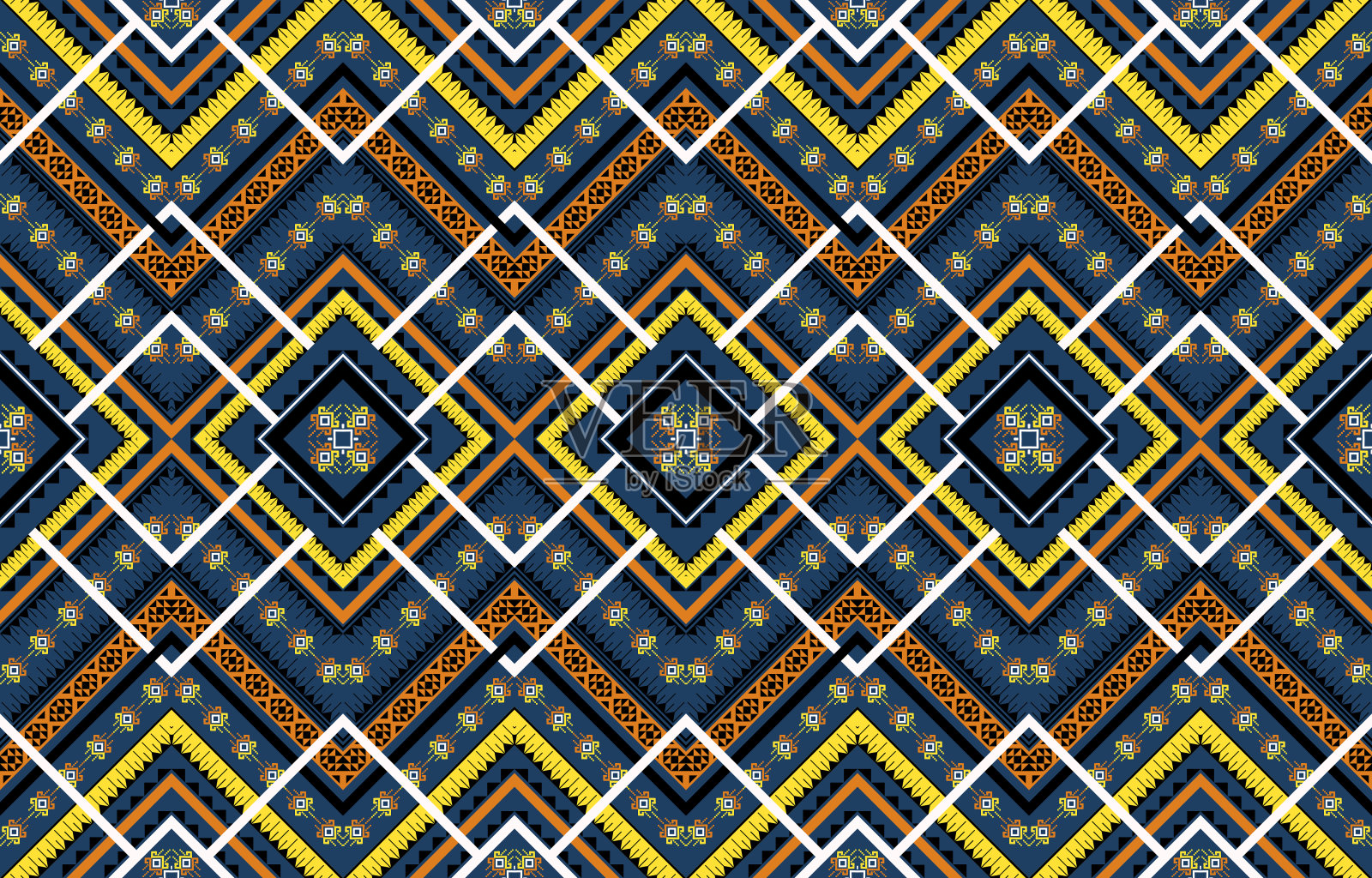 几何民族无缝图案。传统的部落风格。插画图片素材