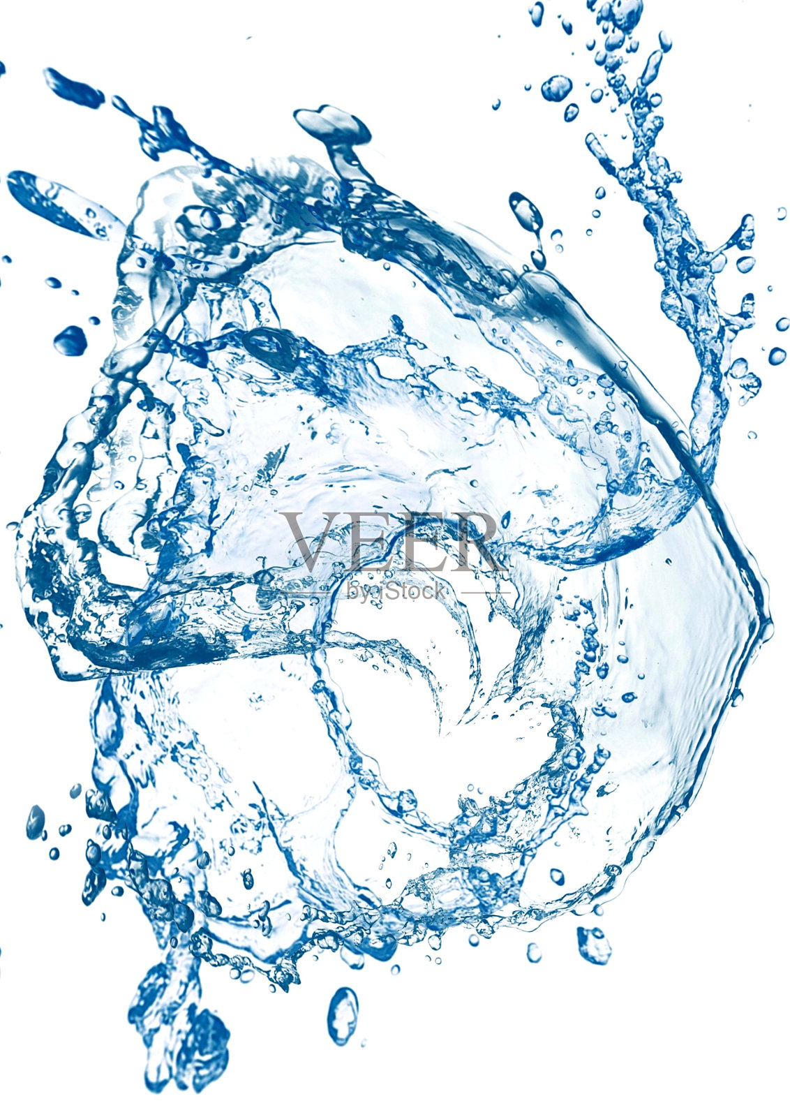 抽象的背景与旋转的蓝色波浪和飞溅照片摄影图片