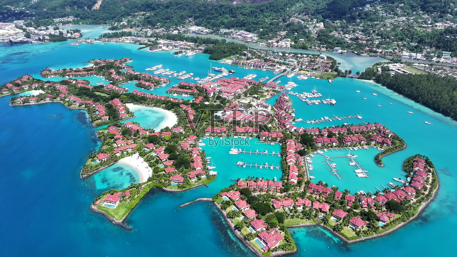 伊甸园岛在维多利亚在马埃岛塞舌尔。照片摄影图片