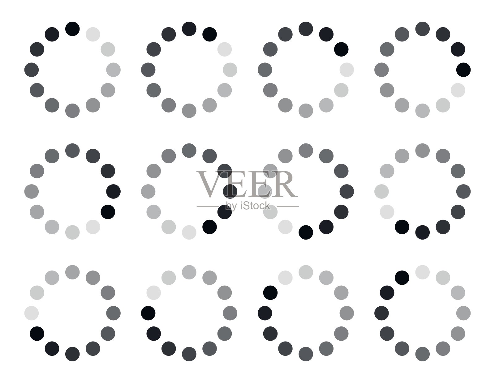 加载图标集。循环加载器模板。负载指示标志。等待symbols.Vector。插画图片素材