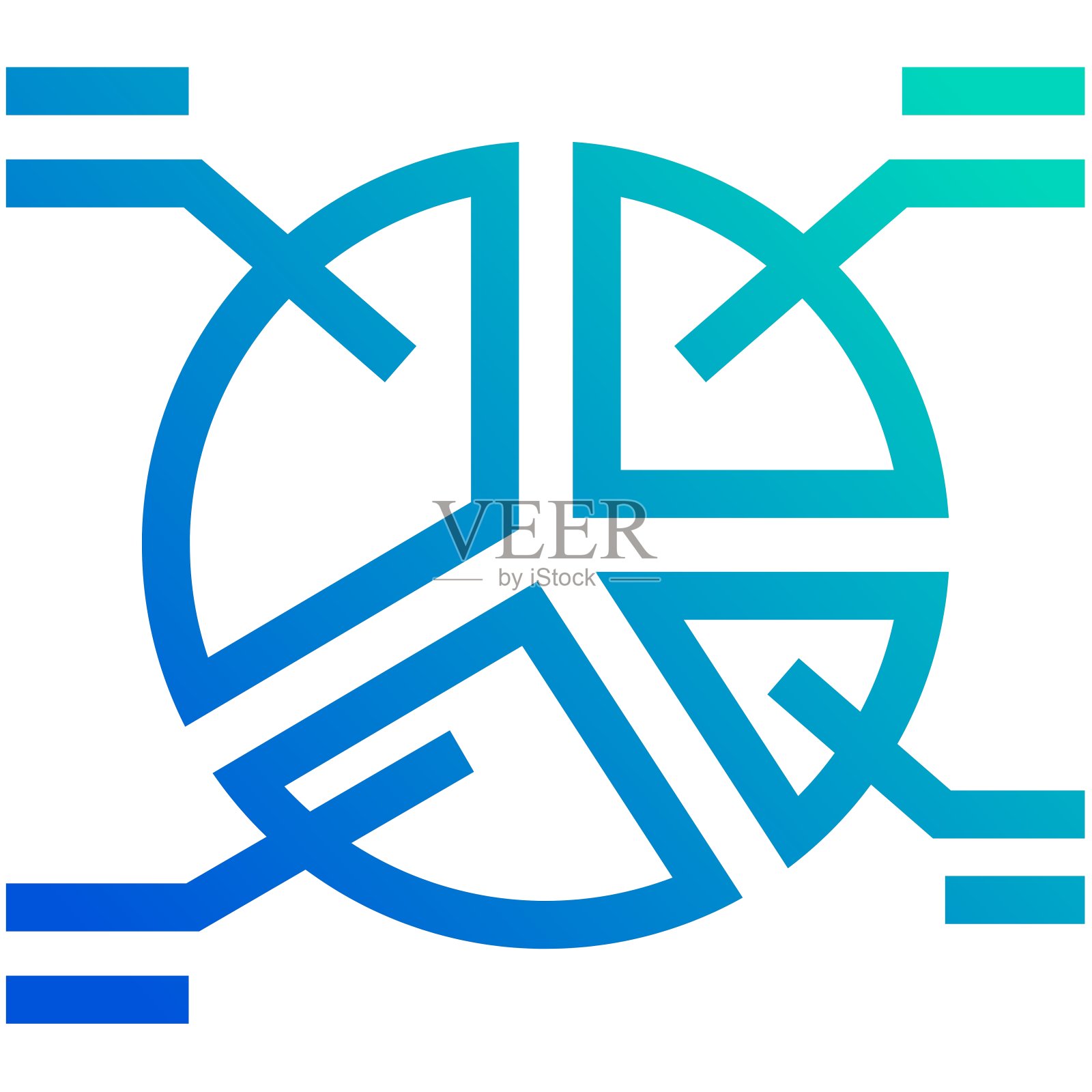 饼图蓝色轮廓图标包插画图片素材