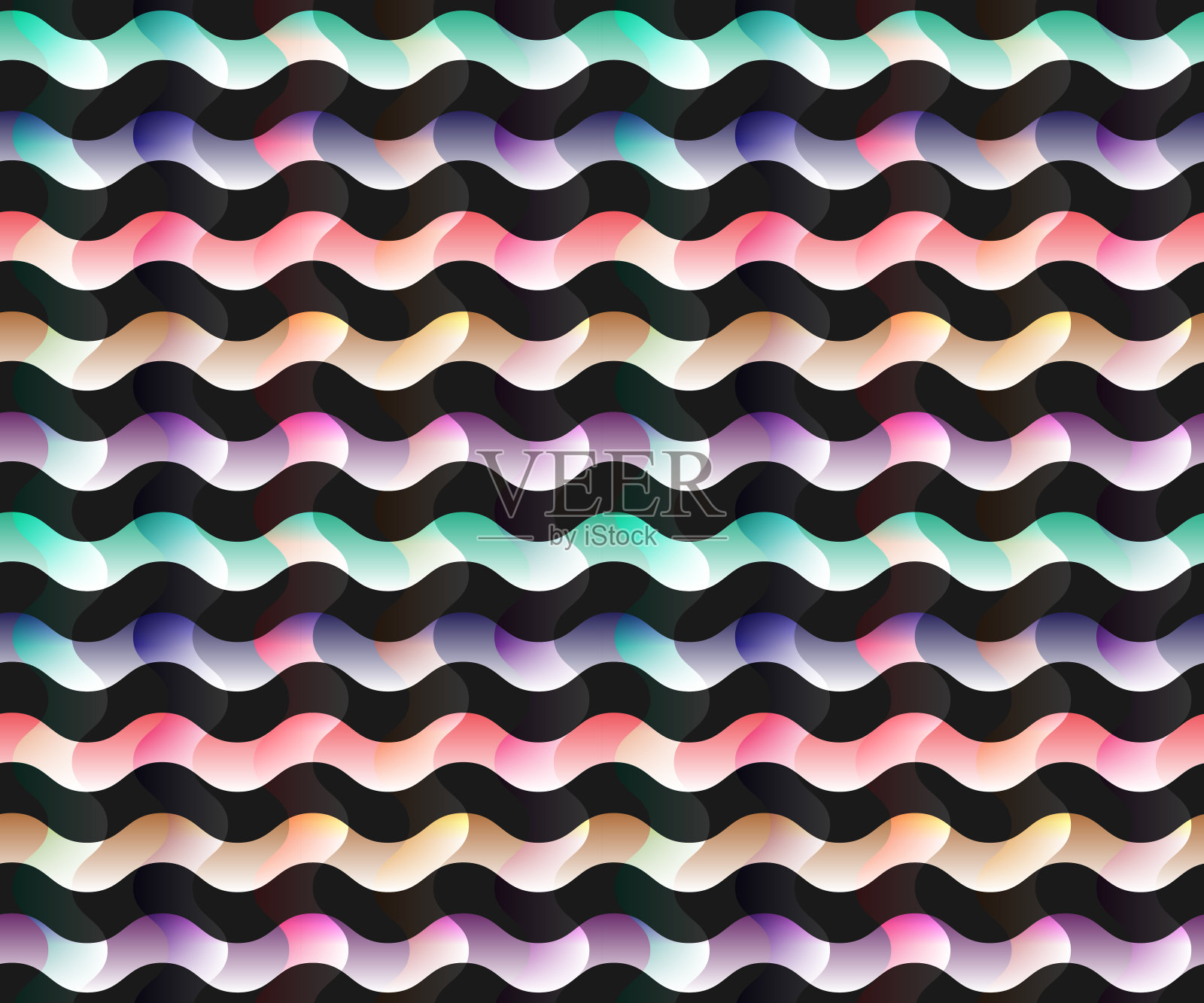 无缝抽象波浪矢量图案具有各种柔和的渐变颜色。动感与现代设计插画图片素材