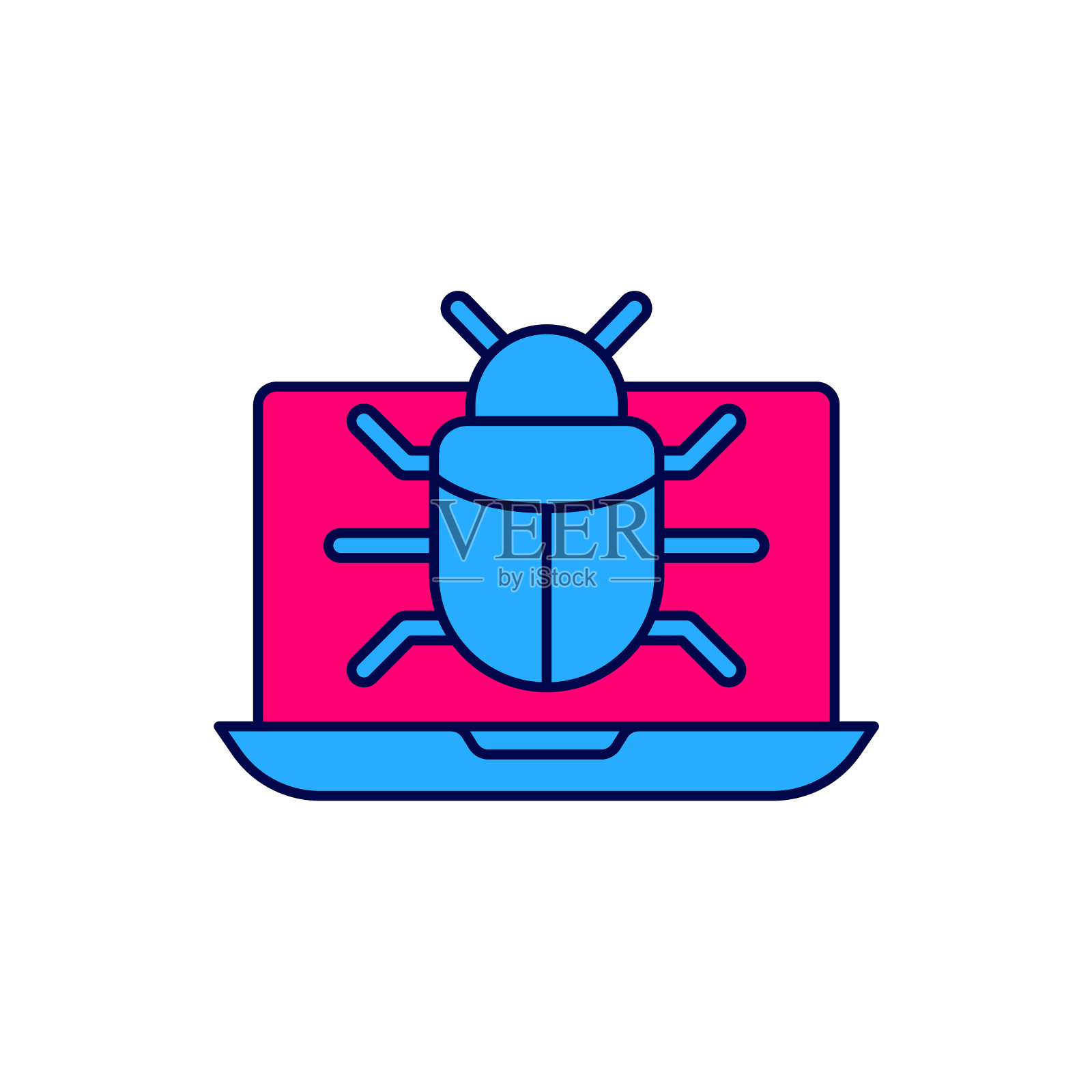 系统错误的显示器图标隔离在白色背景。代码bug概念。系统故障。错误搜索。向量插画图片素材