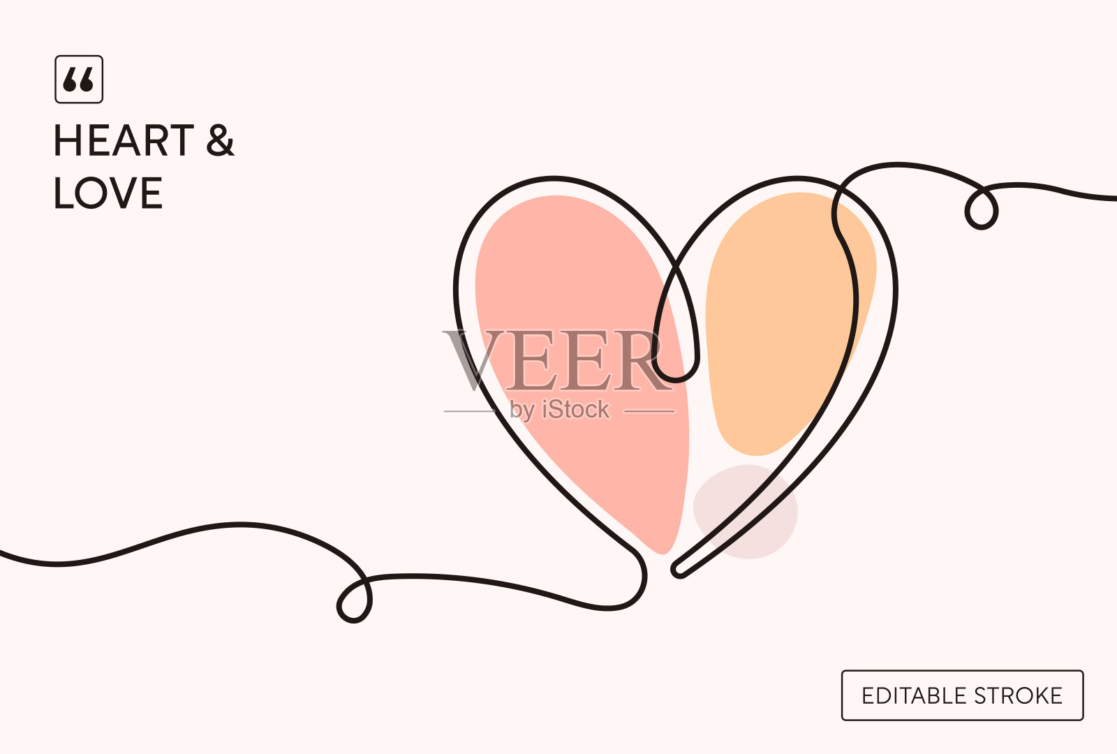 心与爱的连续线插图插画图片素材