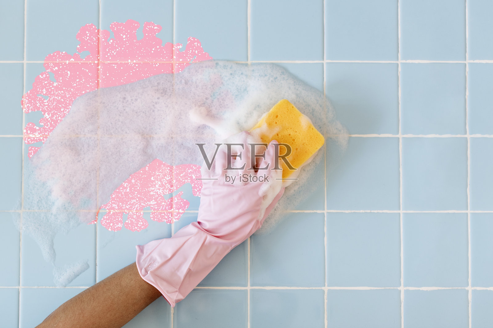 清洁浴室,防止冠状病毒传播照片摄影图片