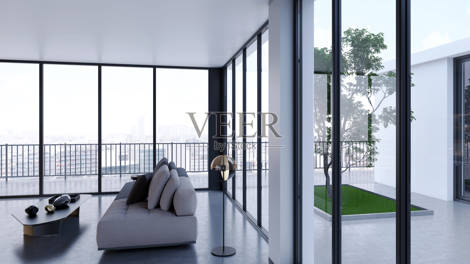 大型豪华现代明亮内饰客厅模型插图3D渲染图像照片摄影图片