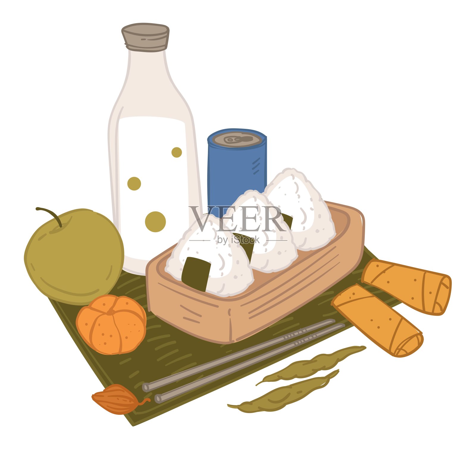 早餐或午餐,日本料理餐和食物插画图片素材