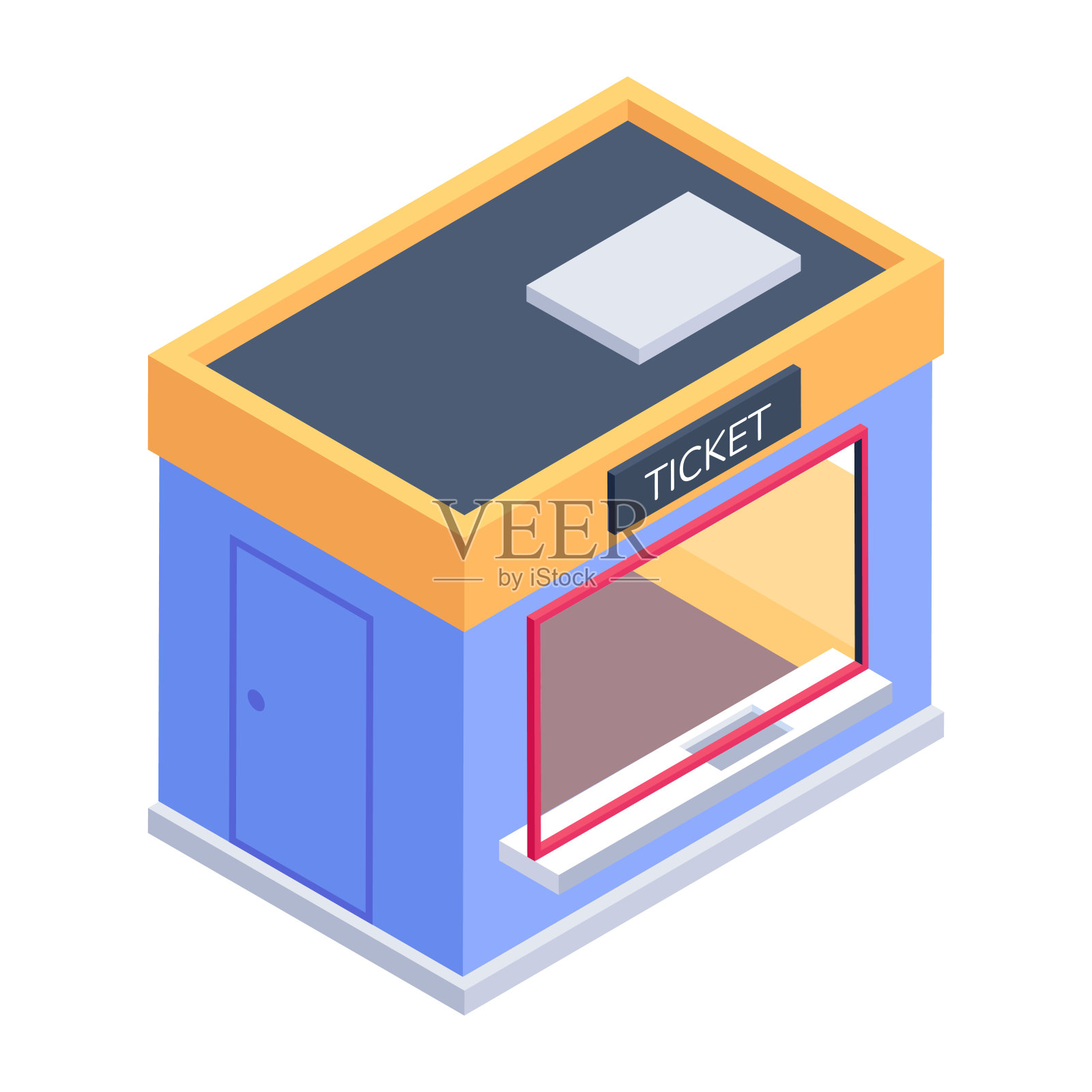 准备使用售票处的等距图标插画图片素材