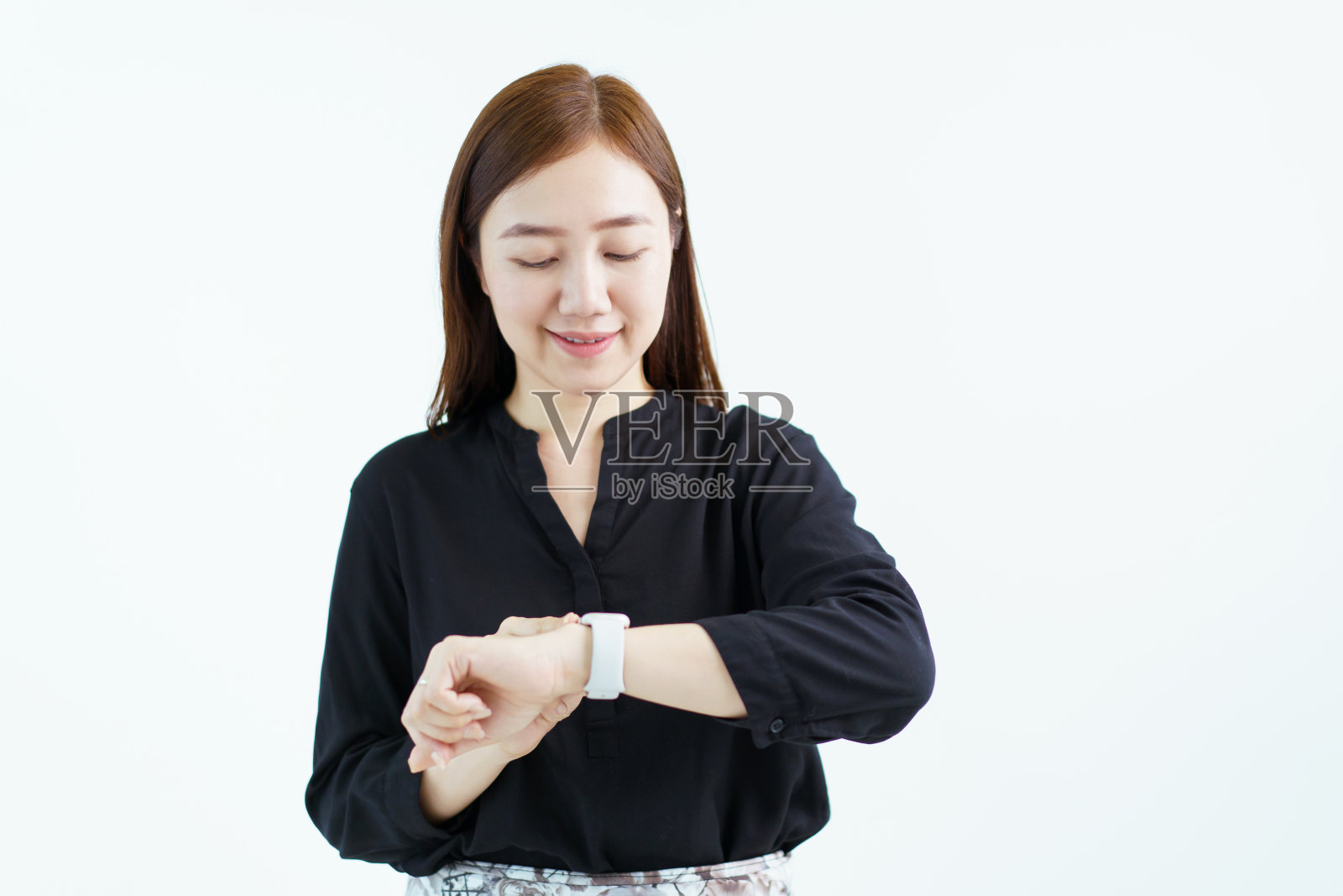 画室里的女商人肖像。照片摄影图片