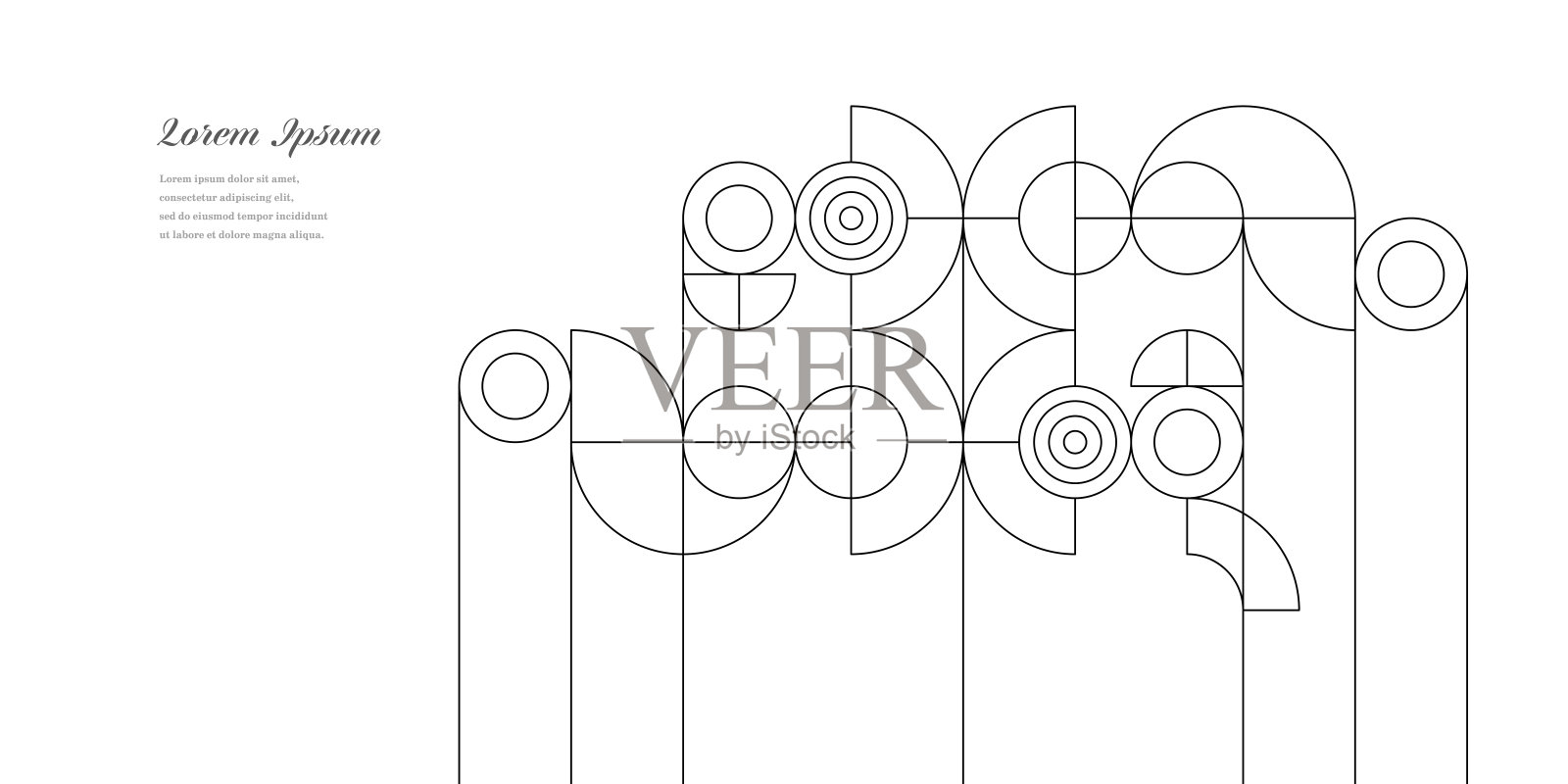 抽象黑白圆。几何圆线背景。复古风格的图案。传统的概念。插画图片素材