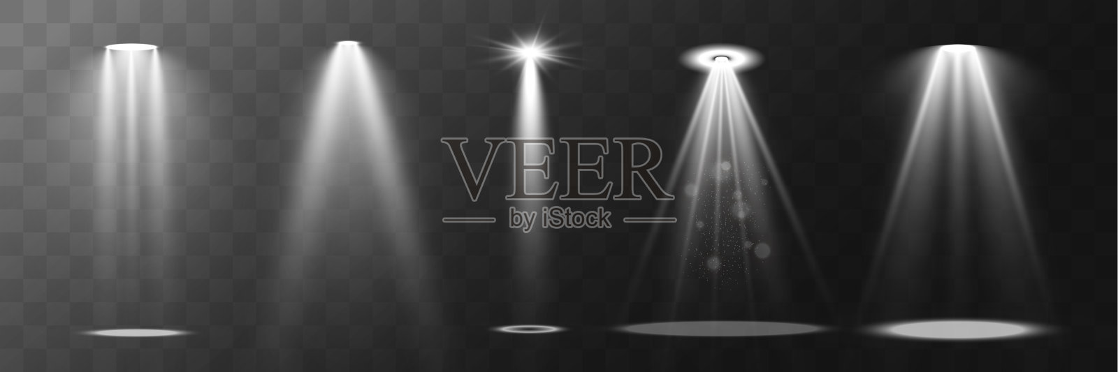 光源,音乐会灯光,射灯。音乐会聚光灯与光线照亮聚光灯为网页设计插图。插画图片素材