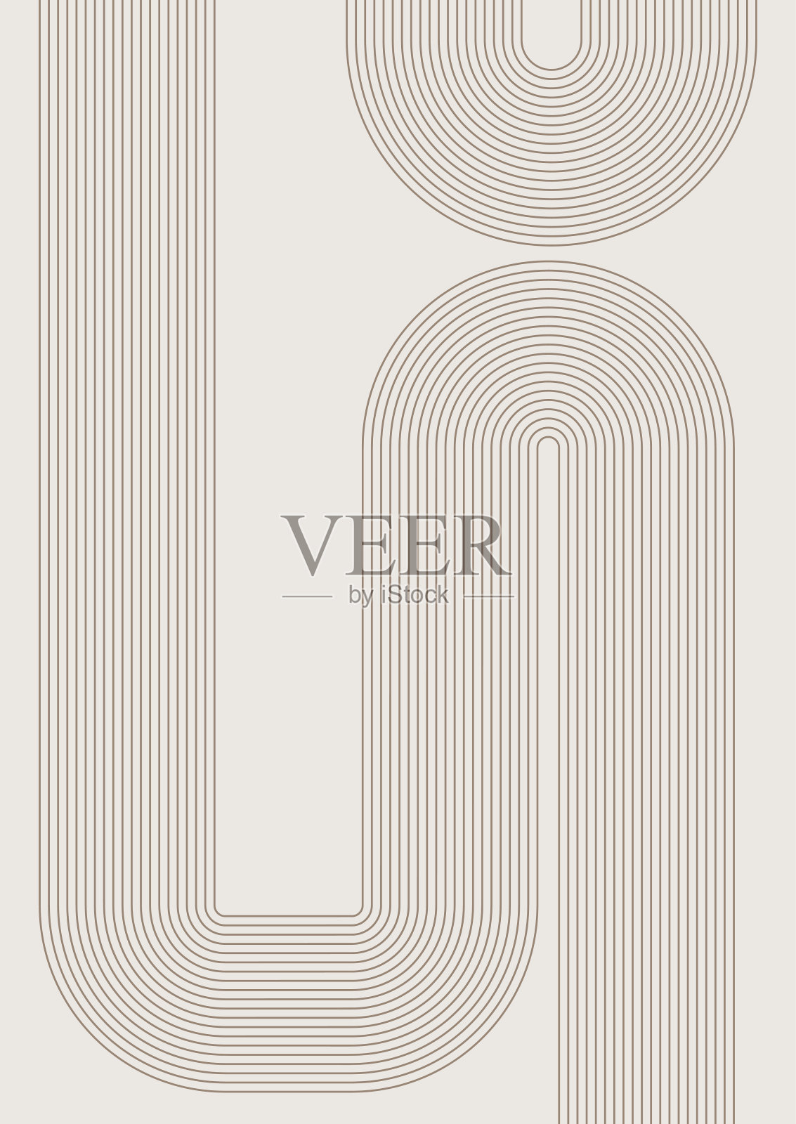 复古斯堪的纳维亚风格的几何线条艺术设计插画图片素材