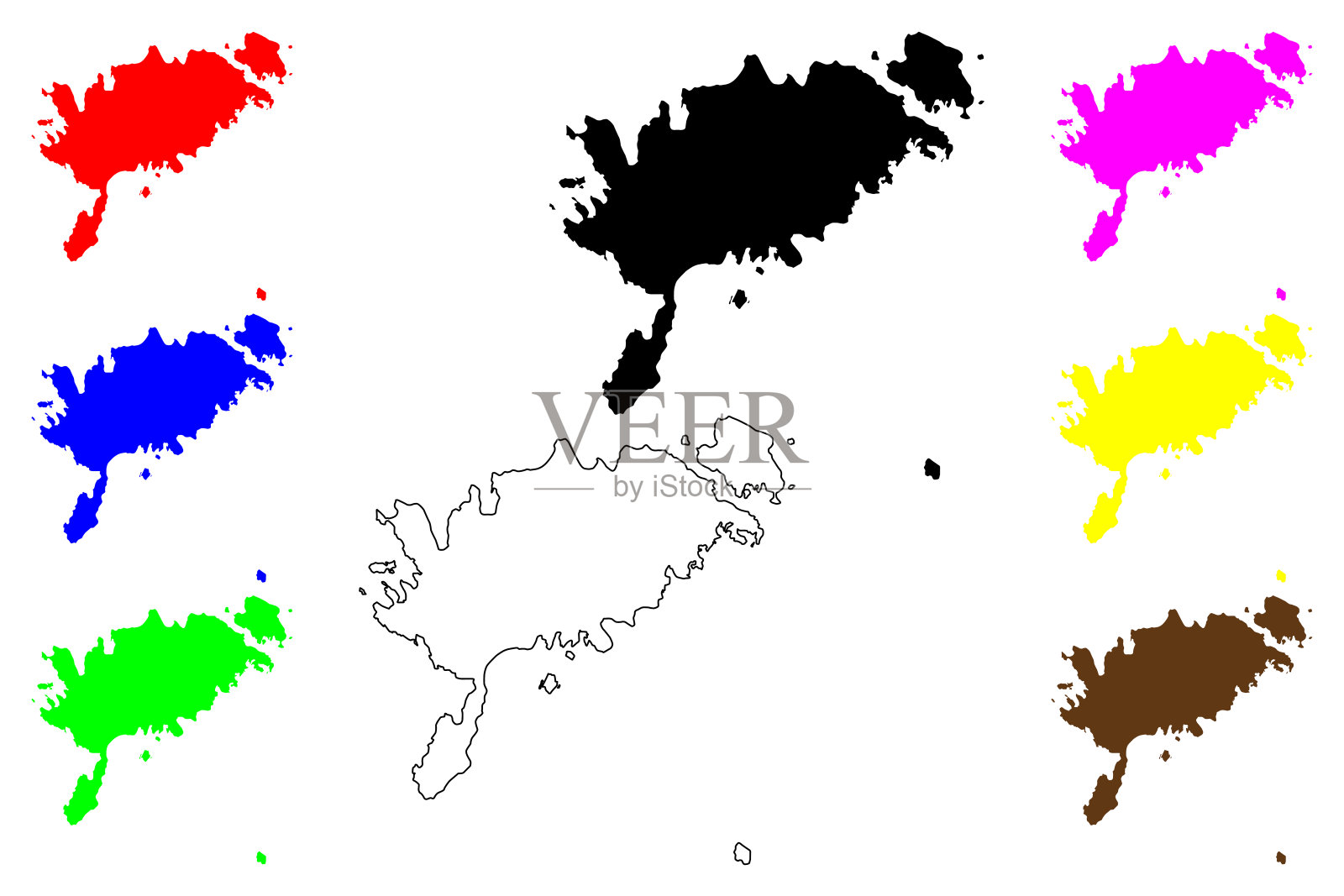 萨雷县(爱沙尼亚共和国,爱沙尼亚各县)地图矢量插图,潦草素描萨雷马、穆胡、鲁赫努、阿布鲁卡和维尔桑迪岛地图插画图片素材