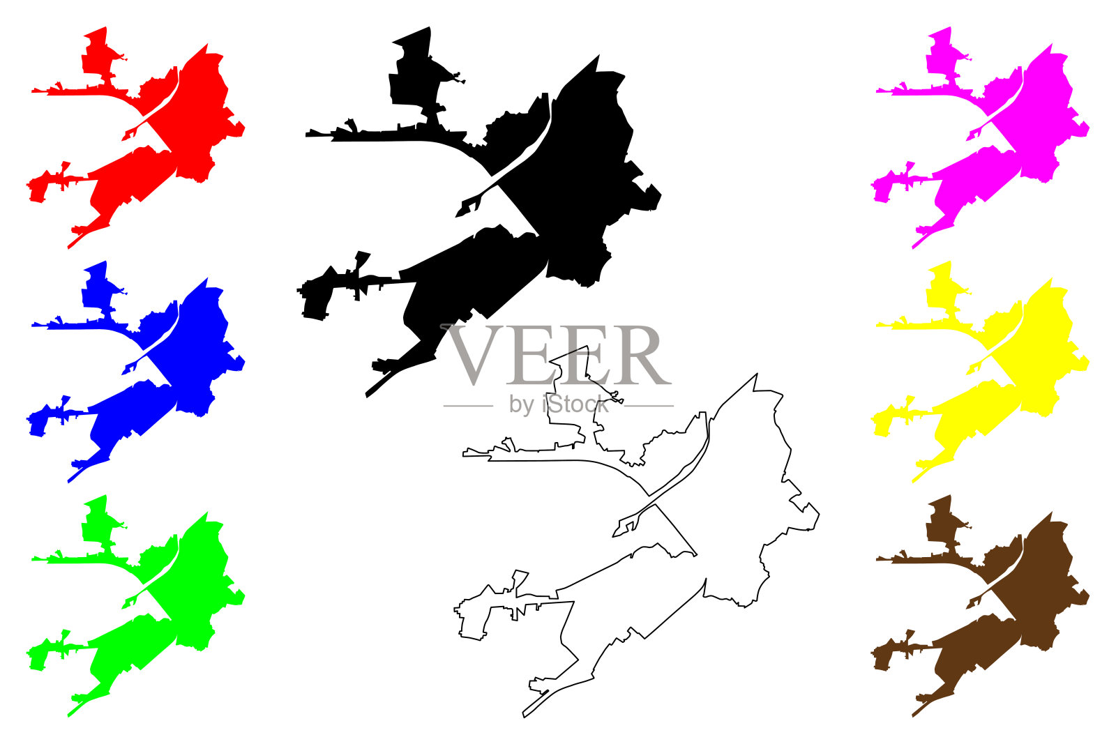 亚历山德里亚市(意大利共和国,意大利,皮埃蒙特)地图矢量插图,潦草素描亚历山德里亚市地图插画图片素材