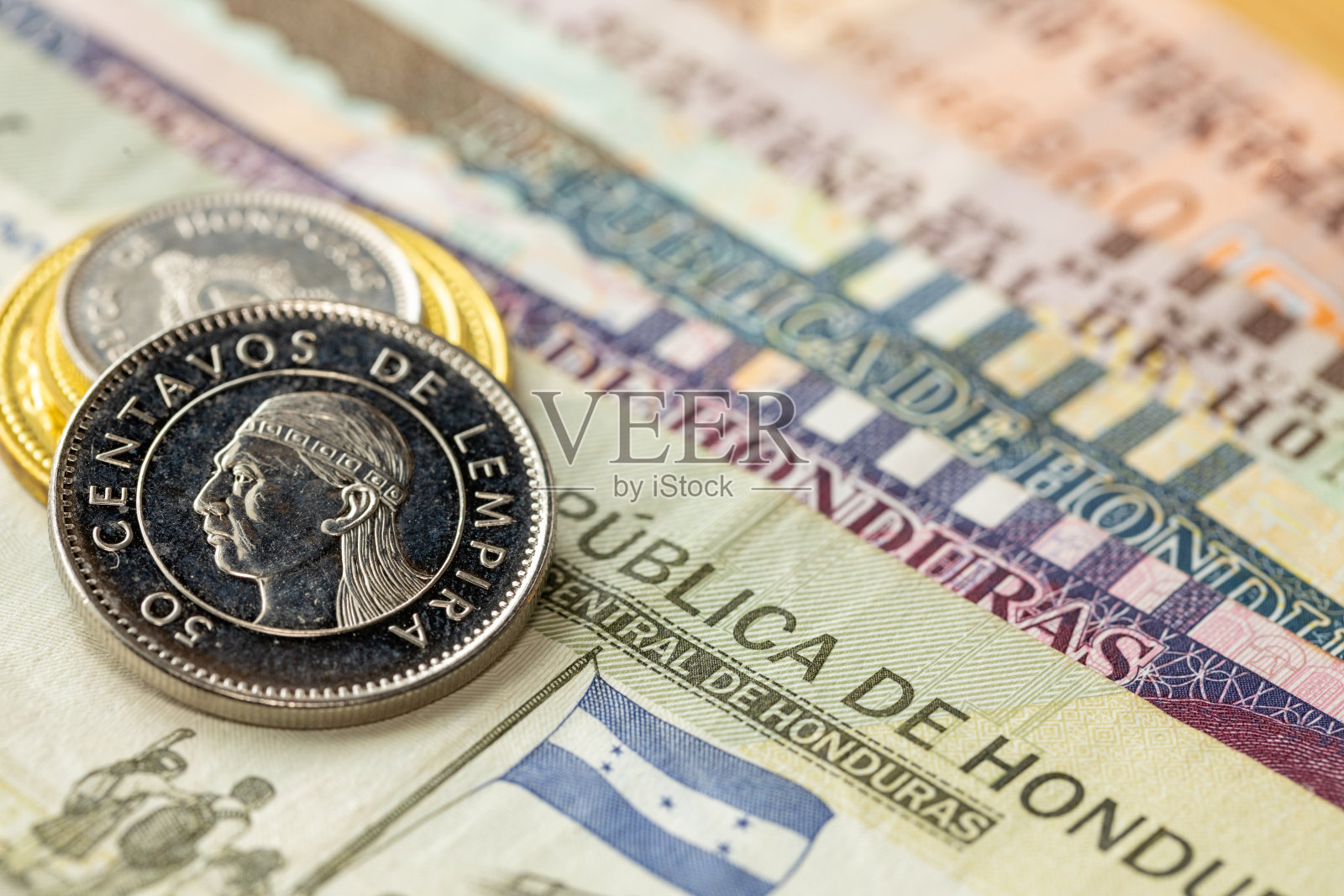 洪都拉斯货币,洪都拉斯货币,伦皮拉,金融和商业概念照片摄影图片