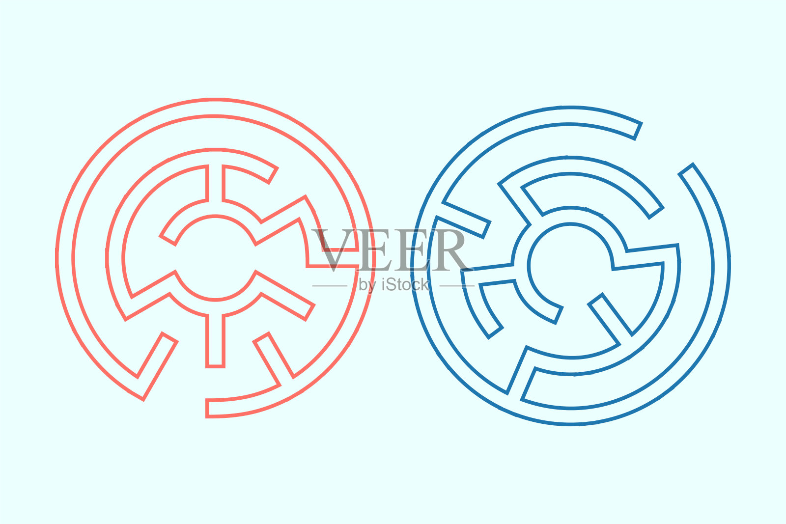 线条式圆形迷宫图案背景寻找思路解决任务插画图片素材