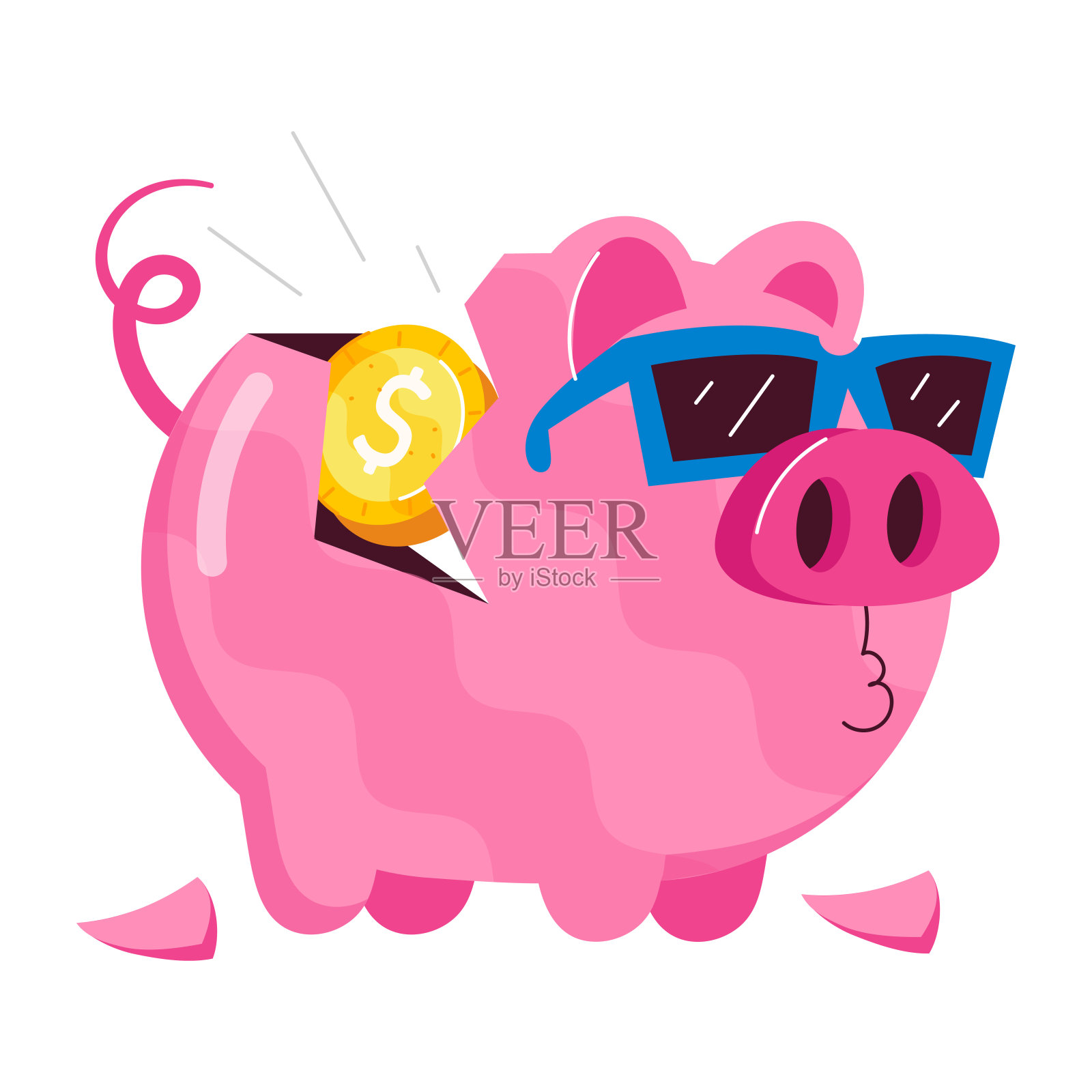 一个很酷的储蓄罐贴纸插画图片素材