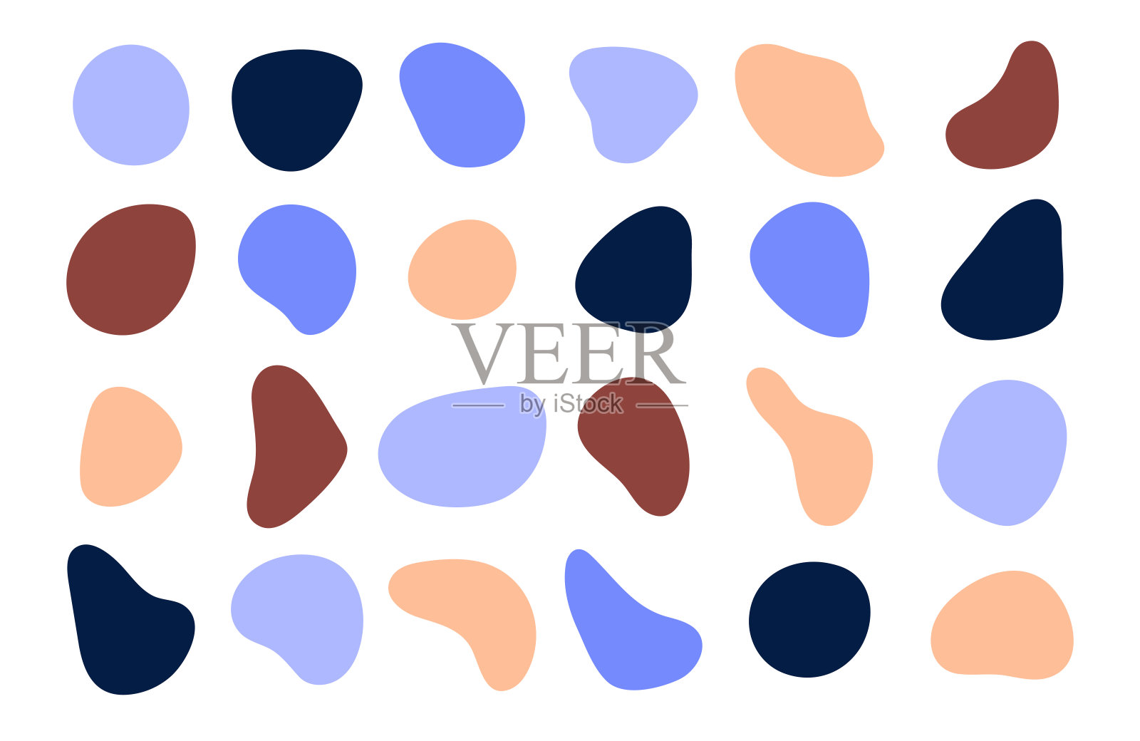 液体圆形变形元件。有机斑点形状。抽象不规则的形式。一组孤立的多色矢量元素在一个白色的背景。插画图片素材