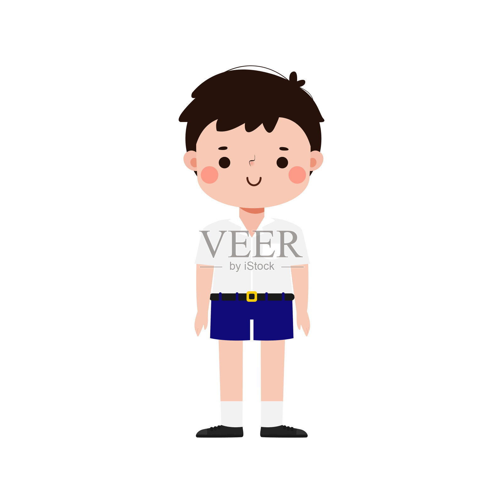 可爱的卡通泰国学生的性格,回到学校,矢量插图平面风格在白色的背景插画图片素材