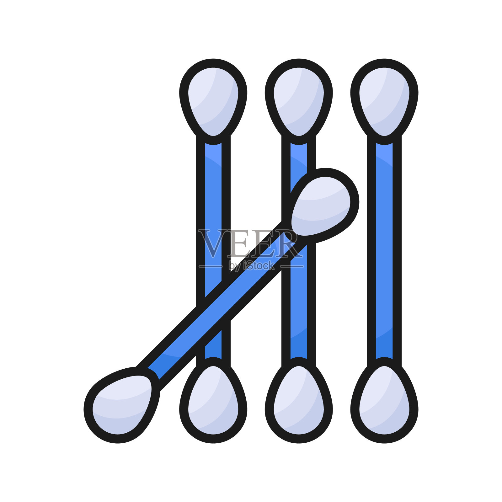 棉签,耳拭子矢量在可编辑的风格。插画图片素材