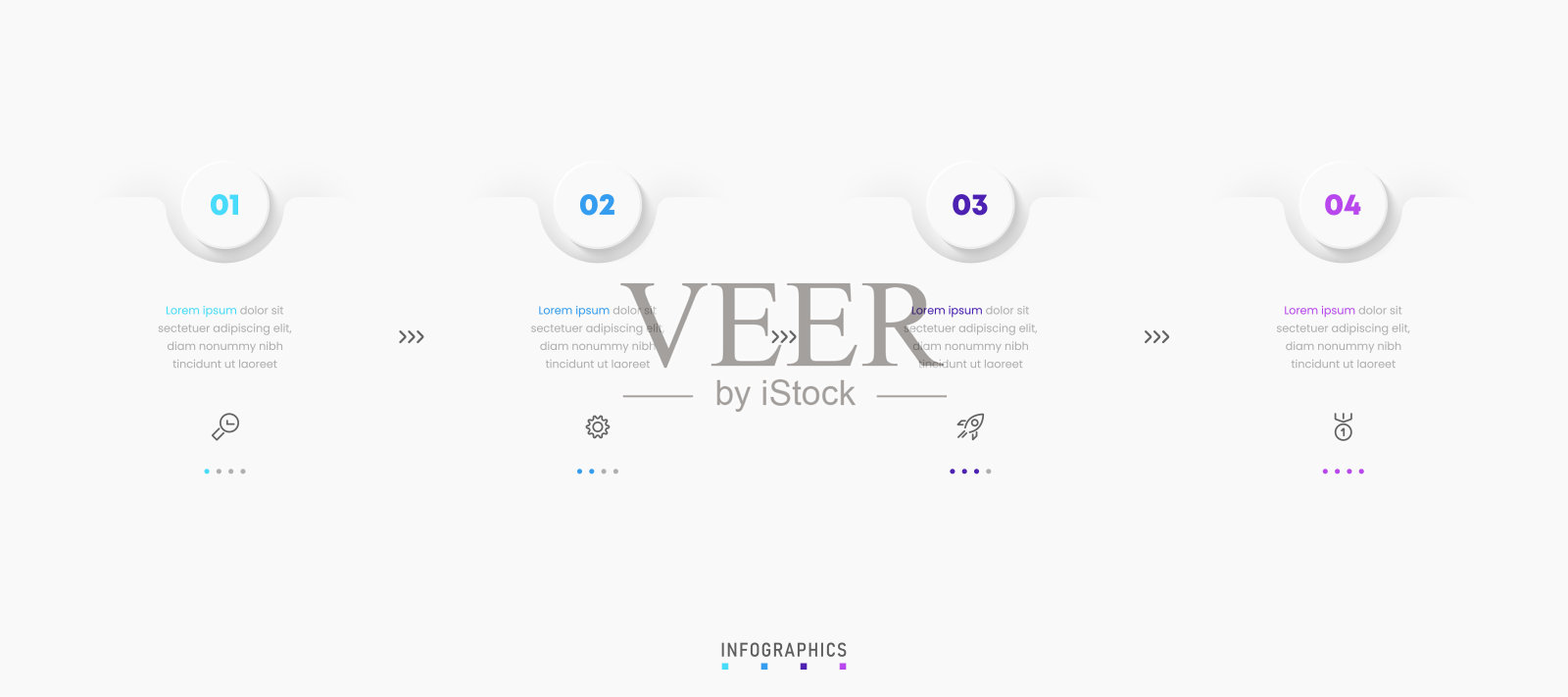 矢量信息图标签设计模板与图标和4个选项或步骤。可用于流程图,演示文稿,工作流程布局,横幅,流程图,信息图。插画图片素材