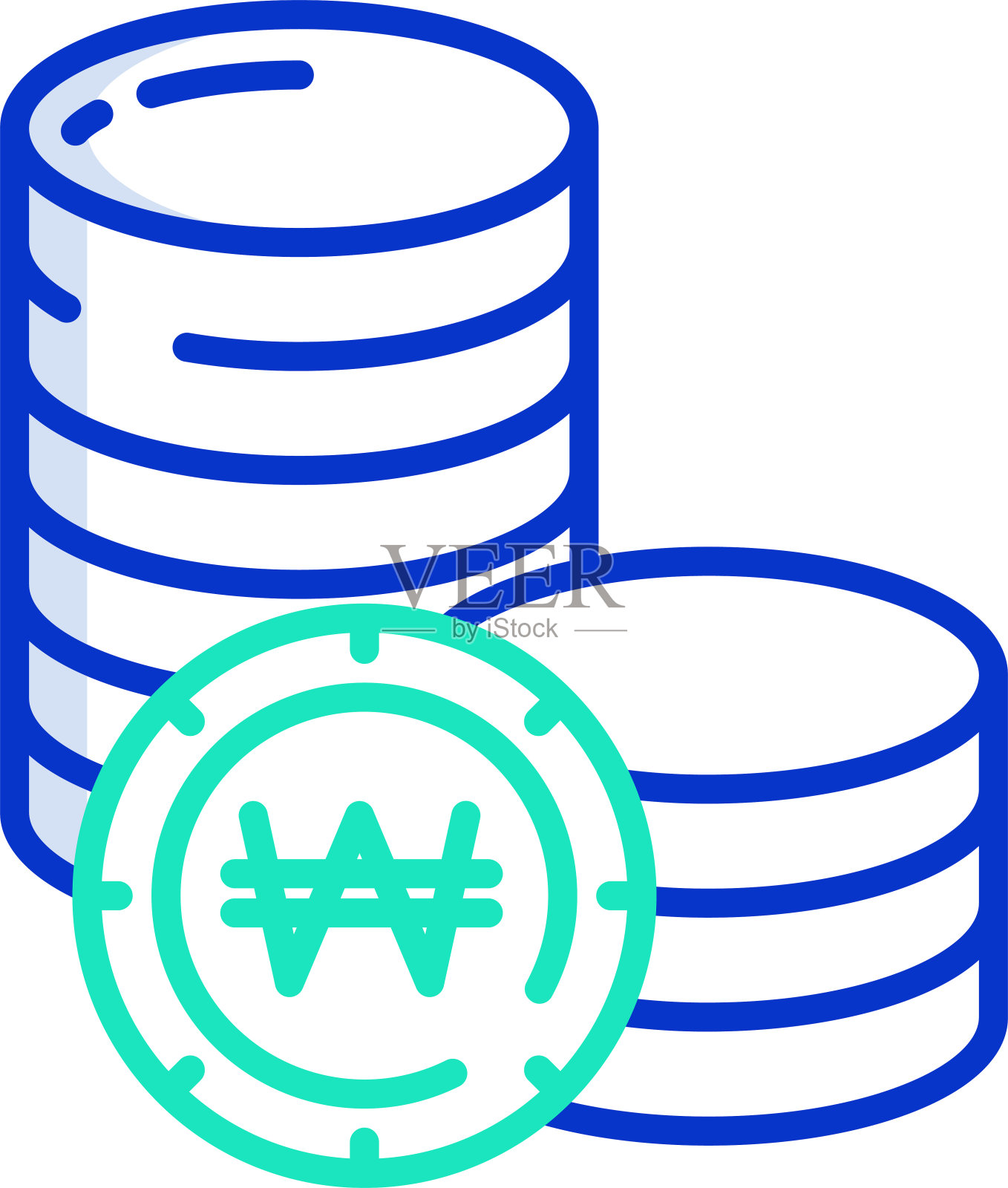 赢得硬币轮廓颜色矢量插图插画图片素材