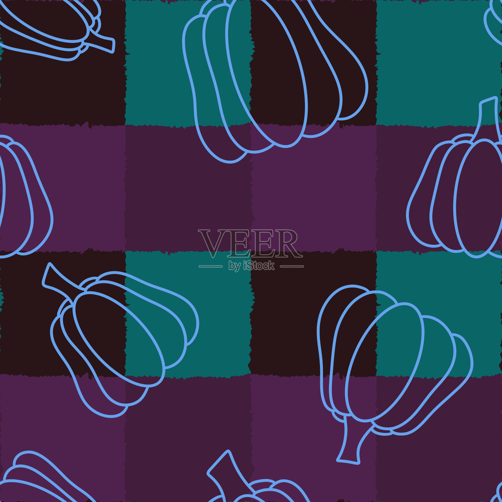 万圣节无缝南瓜图案用于织物和纺织品及包装插画图片素材