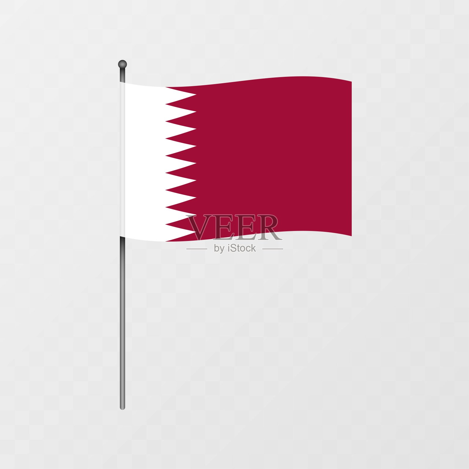 旗杆上插着卡塔尔国旗。矢量插图。插画图片素材