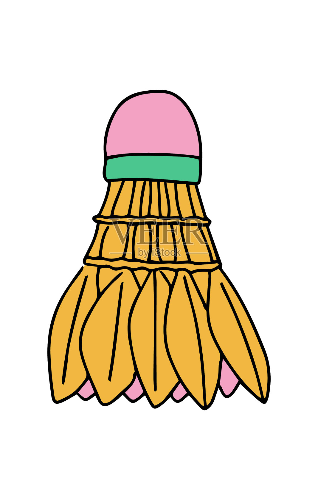 手绘羽毛球。矢量插图在柔和的颜色。插画图片素材