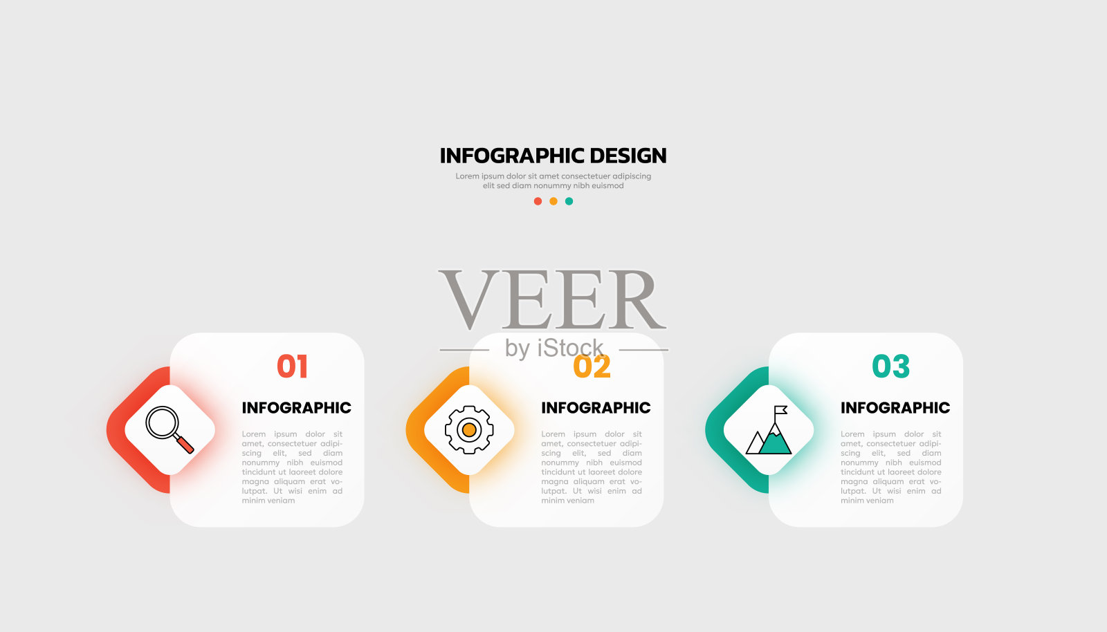 现代商业信息图模板与3个选项或步骤图标。插画图片素材
