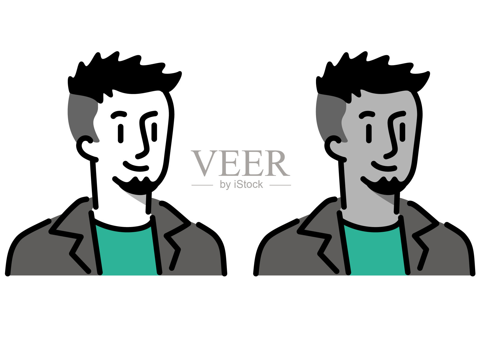 一组男性头像图标。插画图片素材