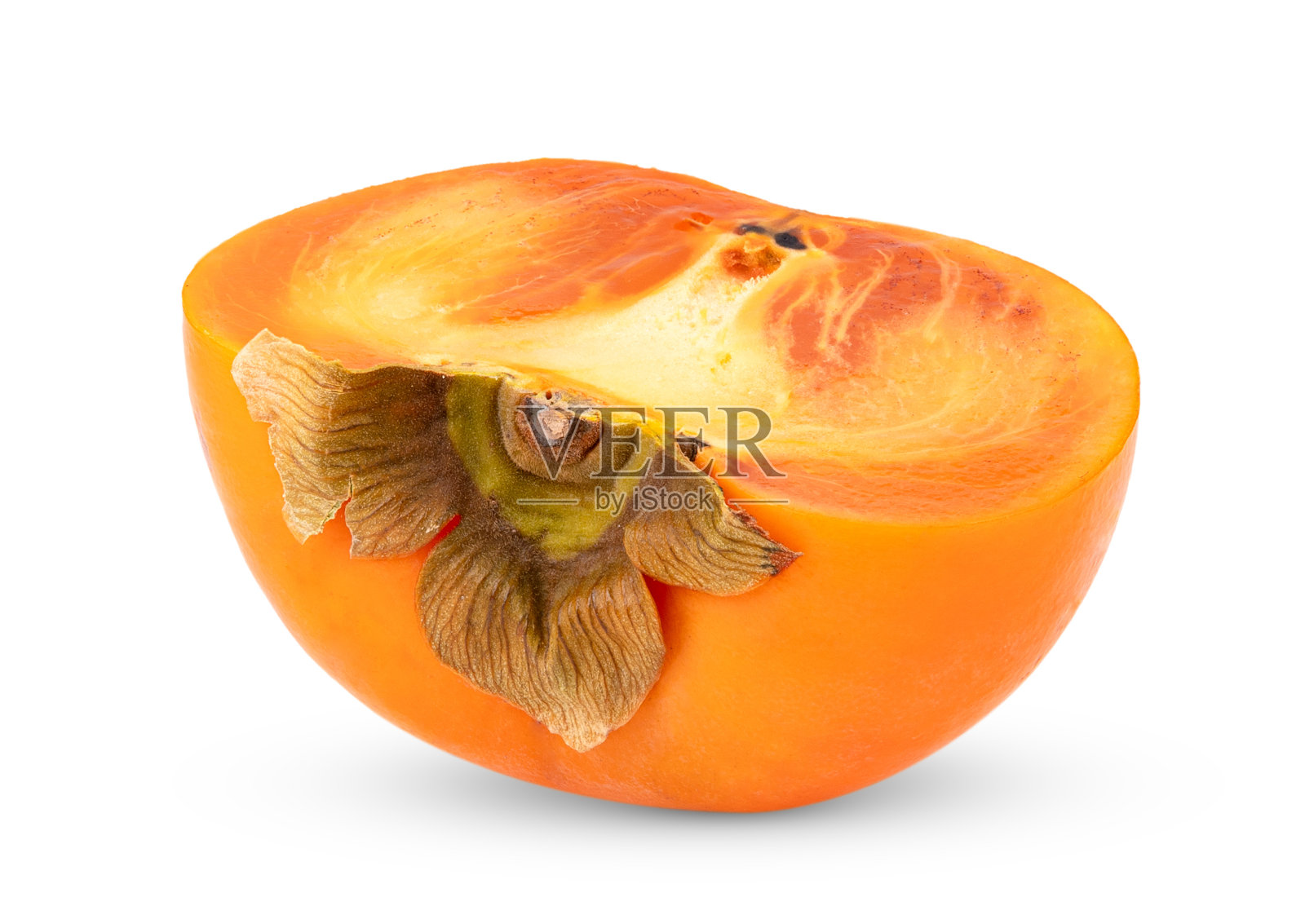 白色背景上孤立的柿子片照片摄影图片