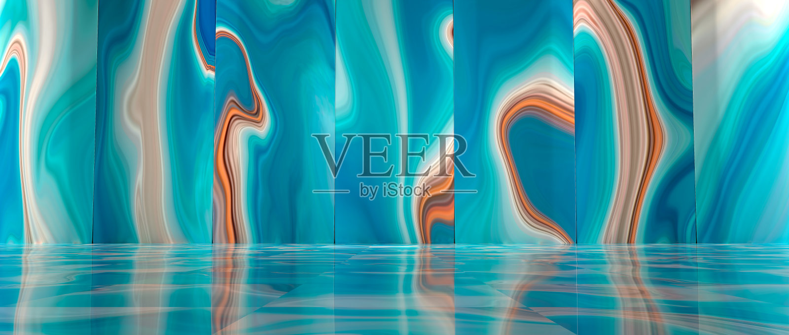 海洋风格奇特石砌墙(3D插图)照片摄影图片