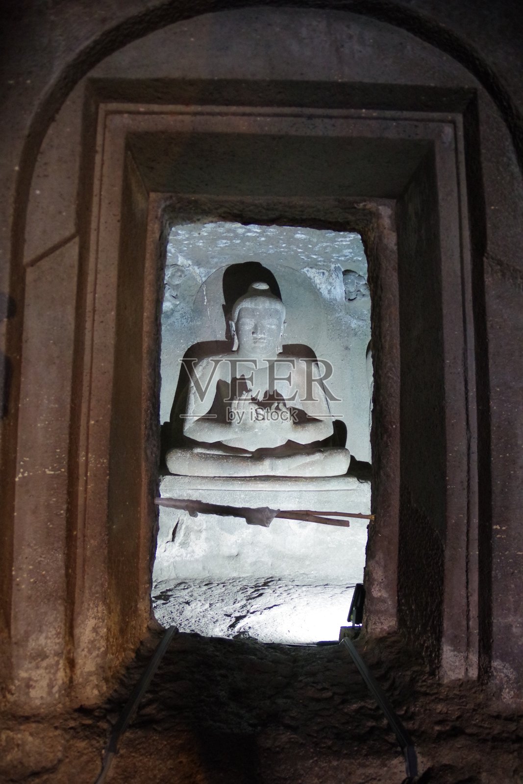 印度的阿旃陀石窟照片摄影图片