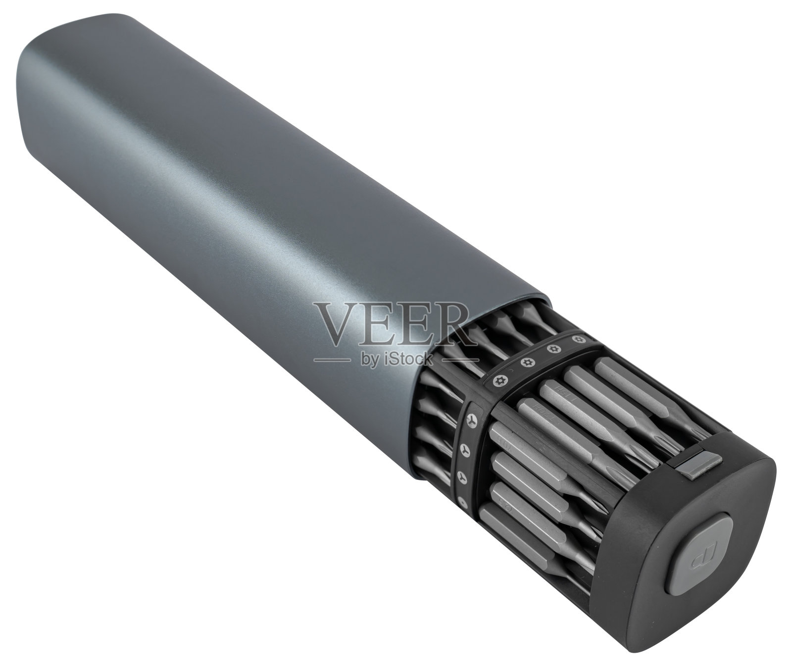 一套工具和螺丝刀位在绝缘白色背景上照片摄影图片