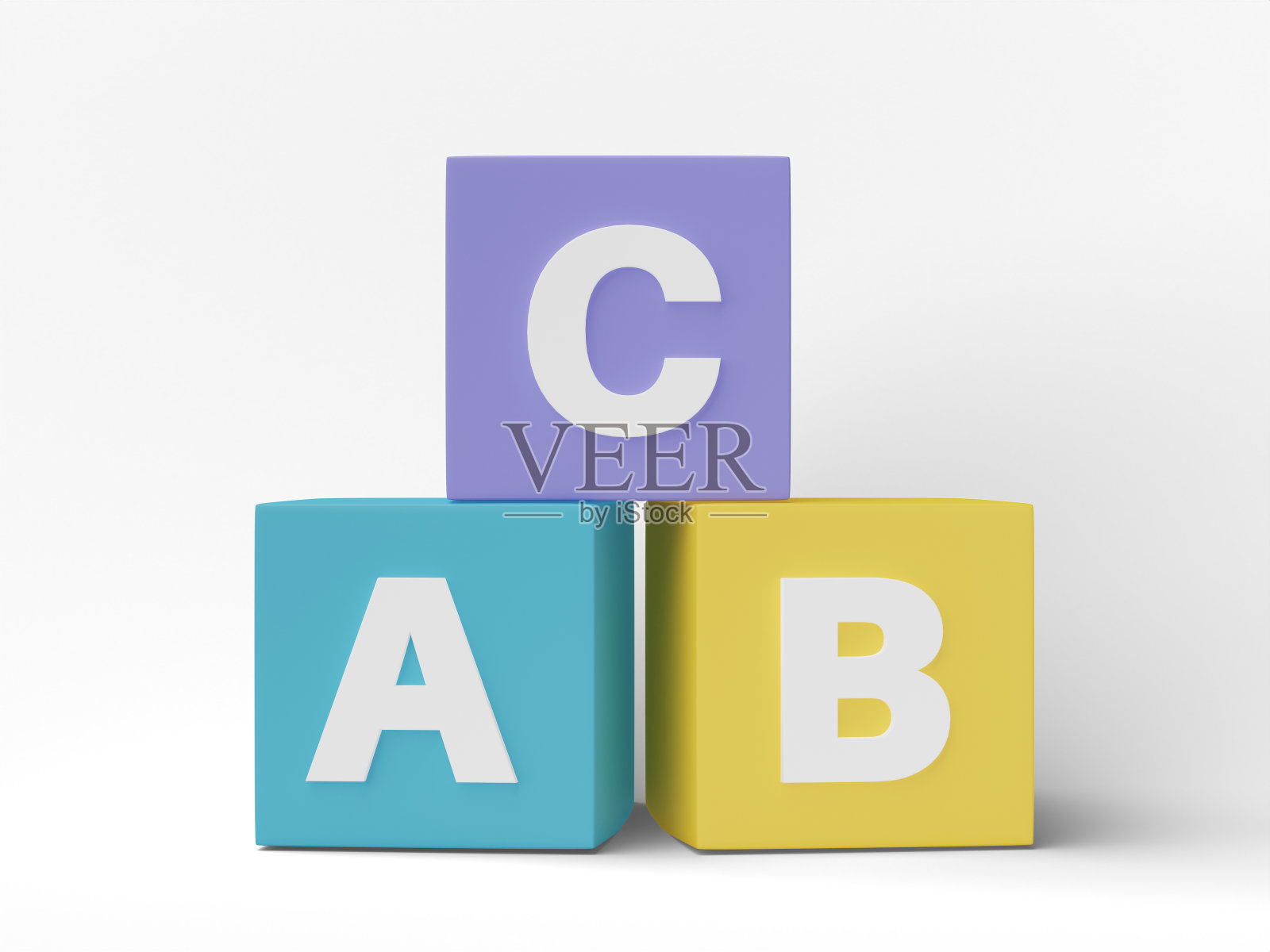 Abc字母块隔离透明png背景。3 d渲染。照片摄影图片